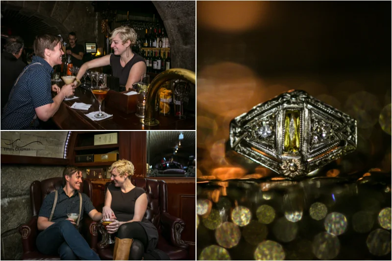 Where it all began! The Tunnel Bar offers an amazing ambiance. and the BLING! Such a unique and classy engagement ring!