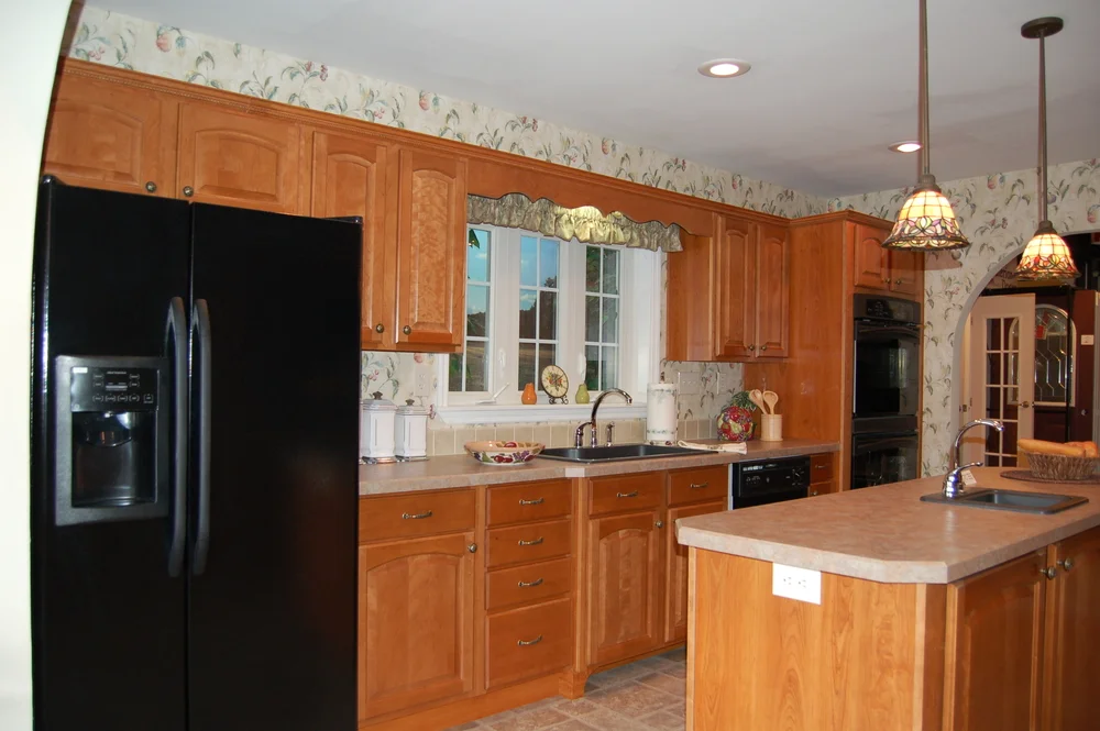 GALLEY HEARTH WITH 22 CUBIC FOOT REFRIGERATOR AND 30" ELECTRIC DOUBLE BUILT-IN WALL OVEN (ALL APPLIANCES OPT.)