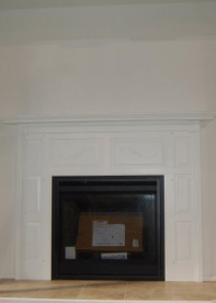 WHITE FINISHED MAPLE WOOD FIREPLACE SURROUND W/FLAT HEARTH