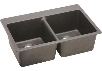 Elkay E-granite 33/22 double bowl w/ matching drain - Greige