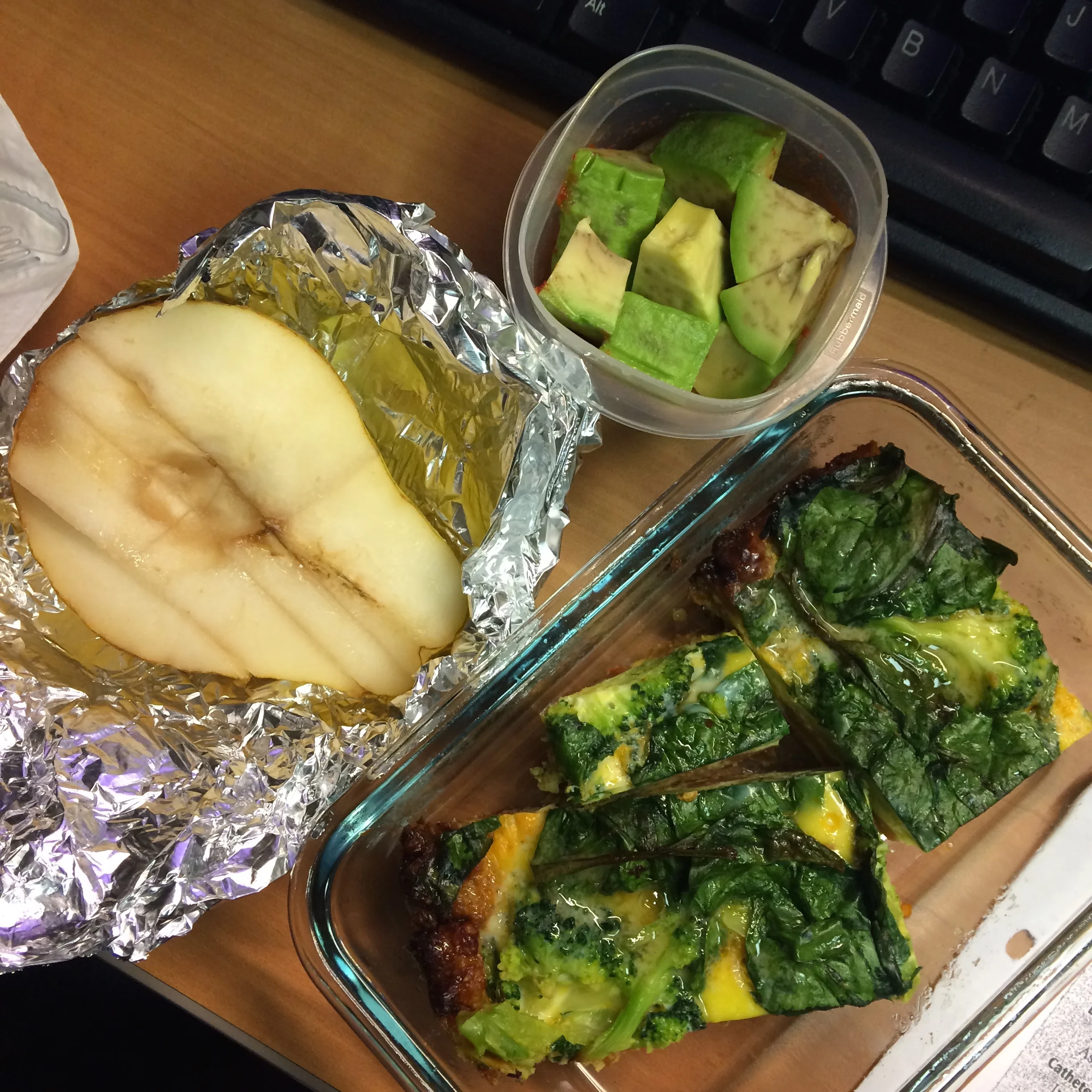 instead of cereal for breakfast, try a real food carb like half of a pear, with protein (eggs) and fat (avocado and butter) as the main event