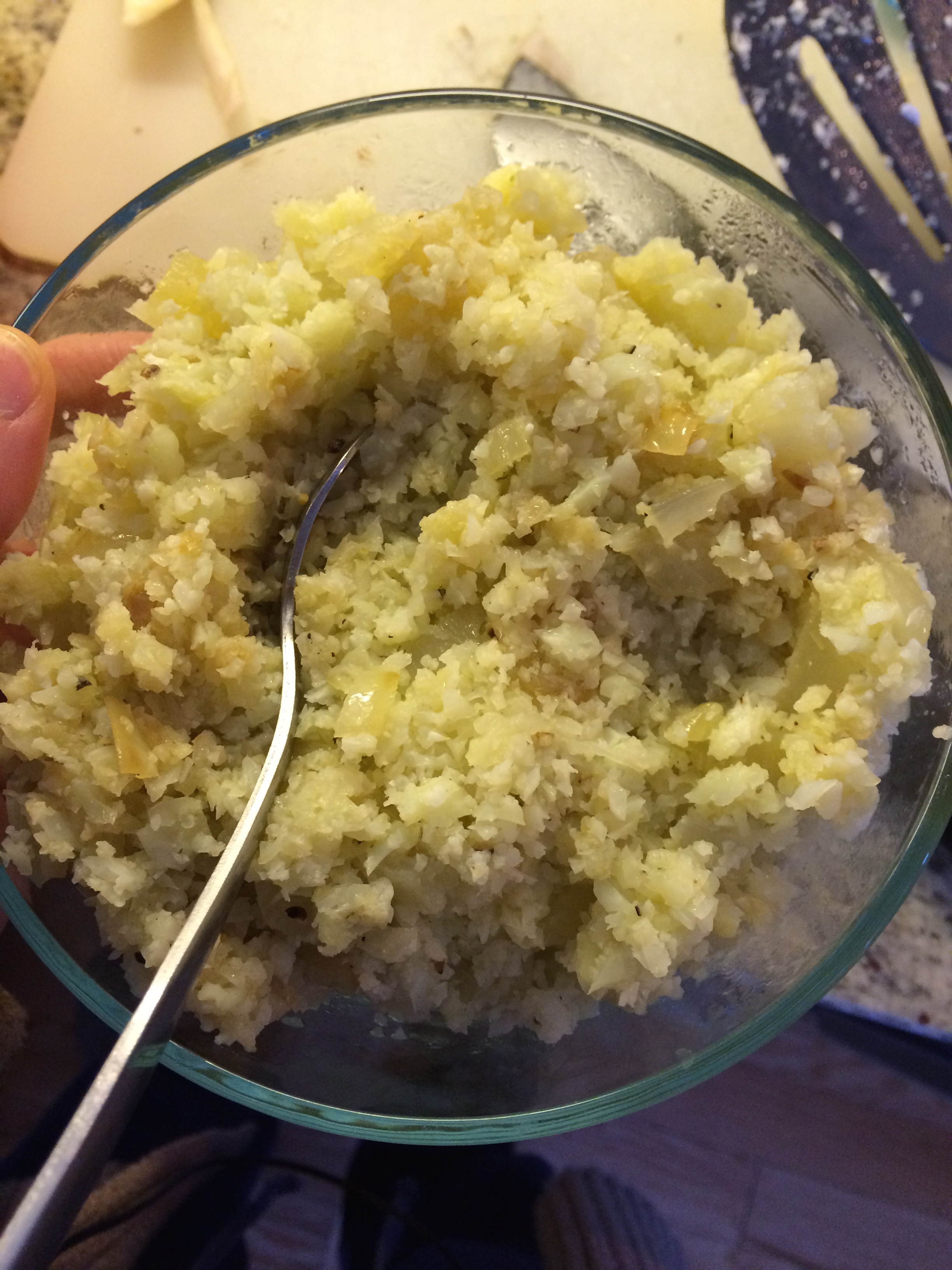I have been known to eat cauliflower rice straight from the fridge- it is THAT tasty. (Danielle Walker from Against all grain has the best recipe, find her cookbooks at Costco and other book retailers)