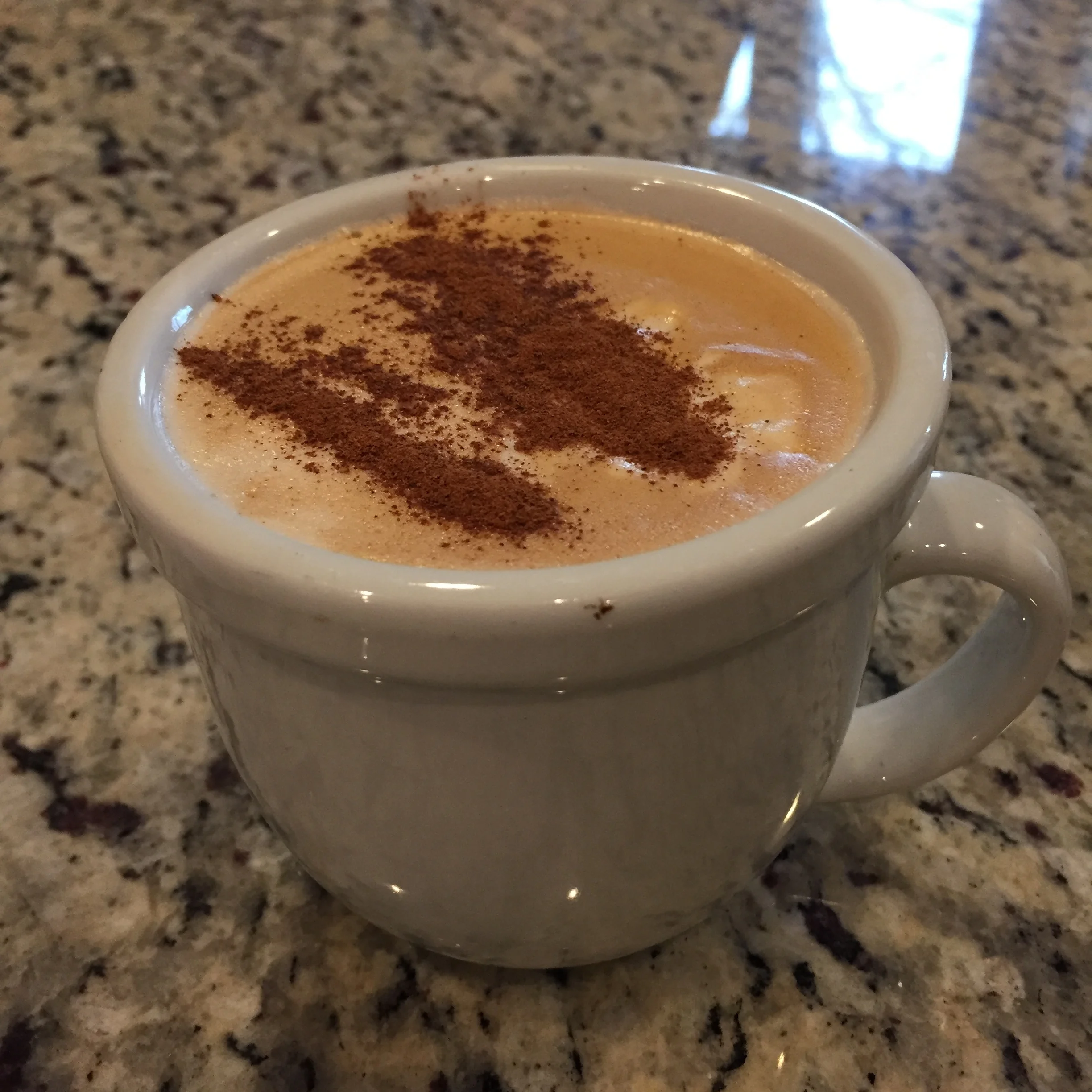 homemade latte at my aunt and uncle's- no sugar added!