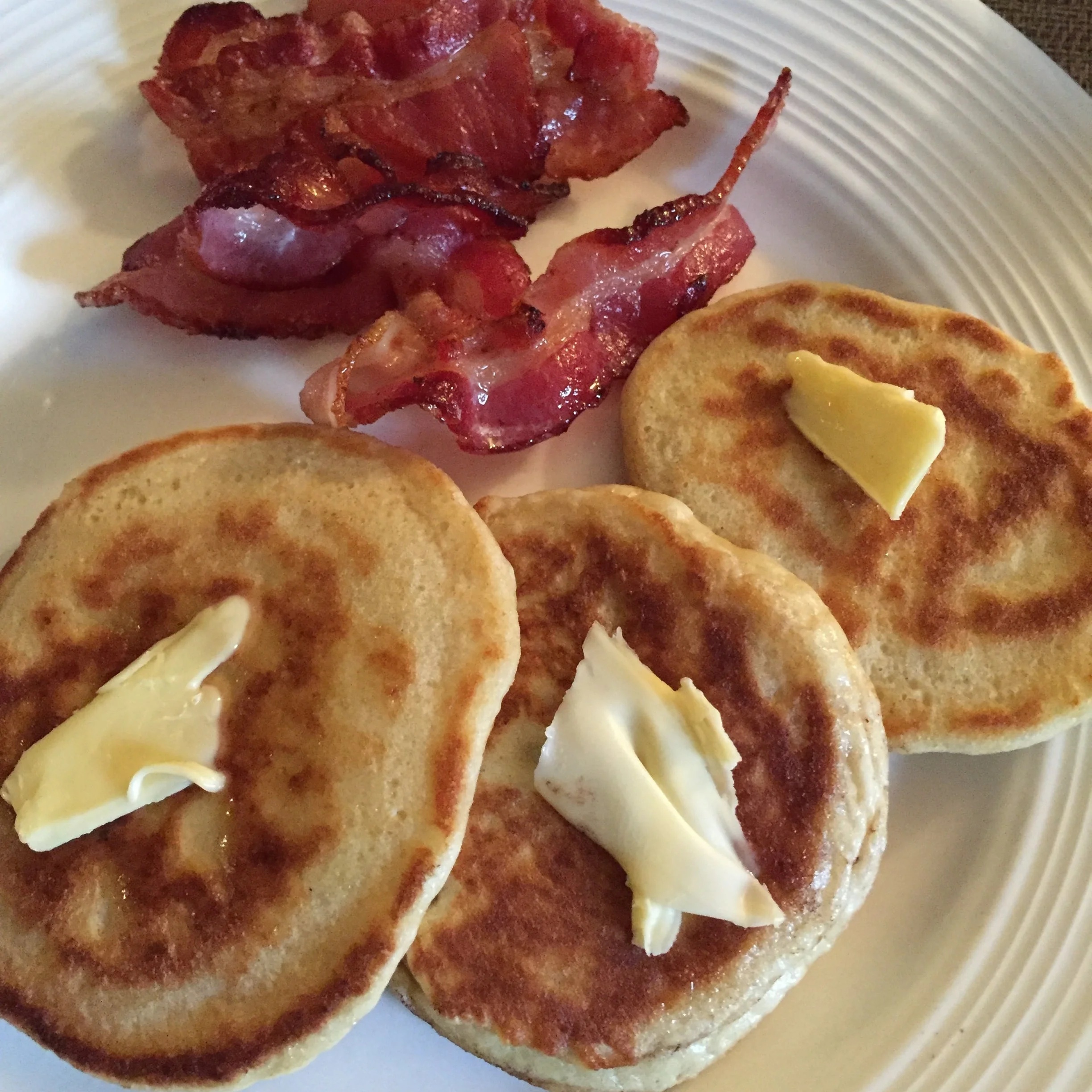 pancakes and bacon. the most delicious breakfast.