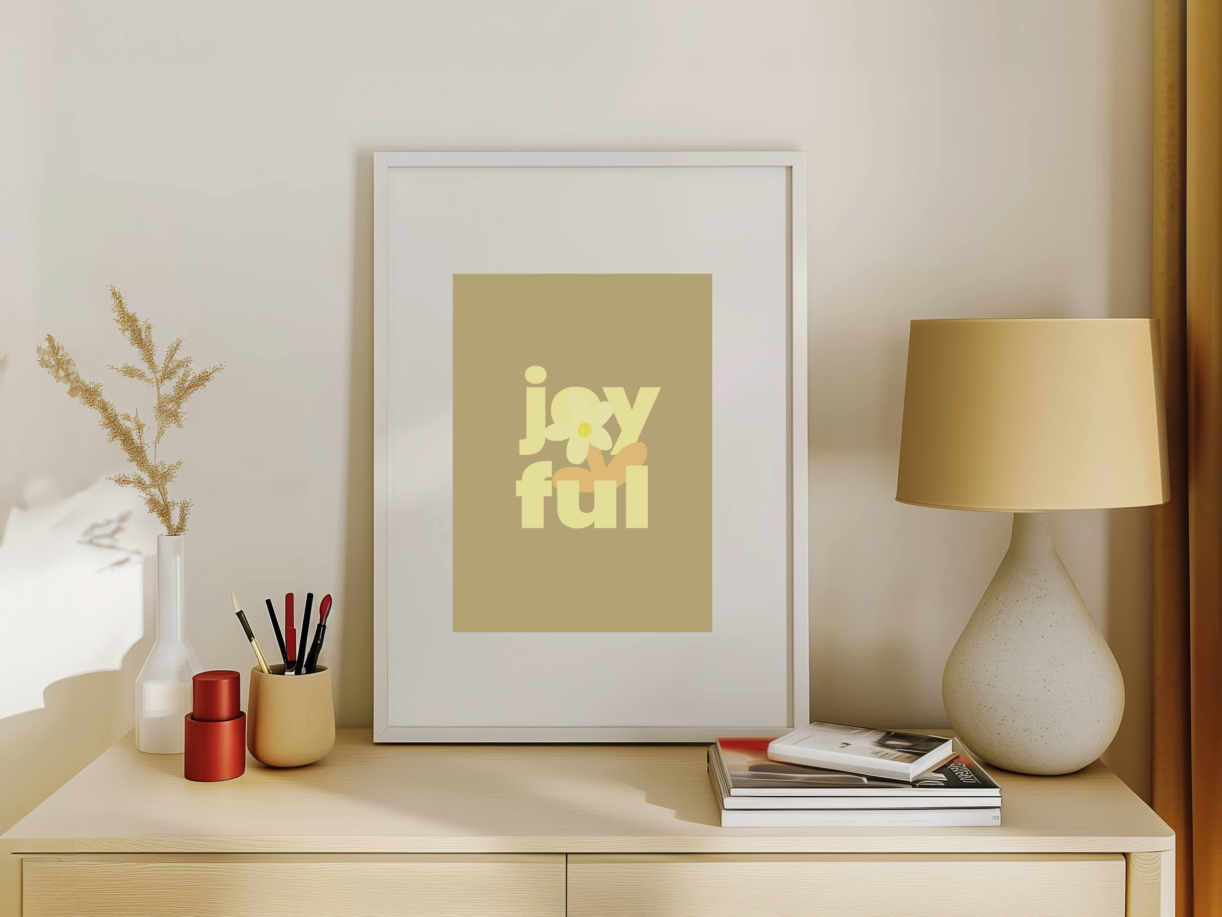 Joyful Art Print with Flower