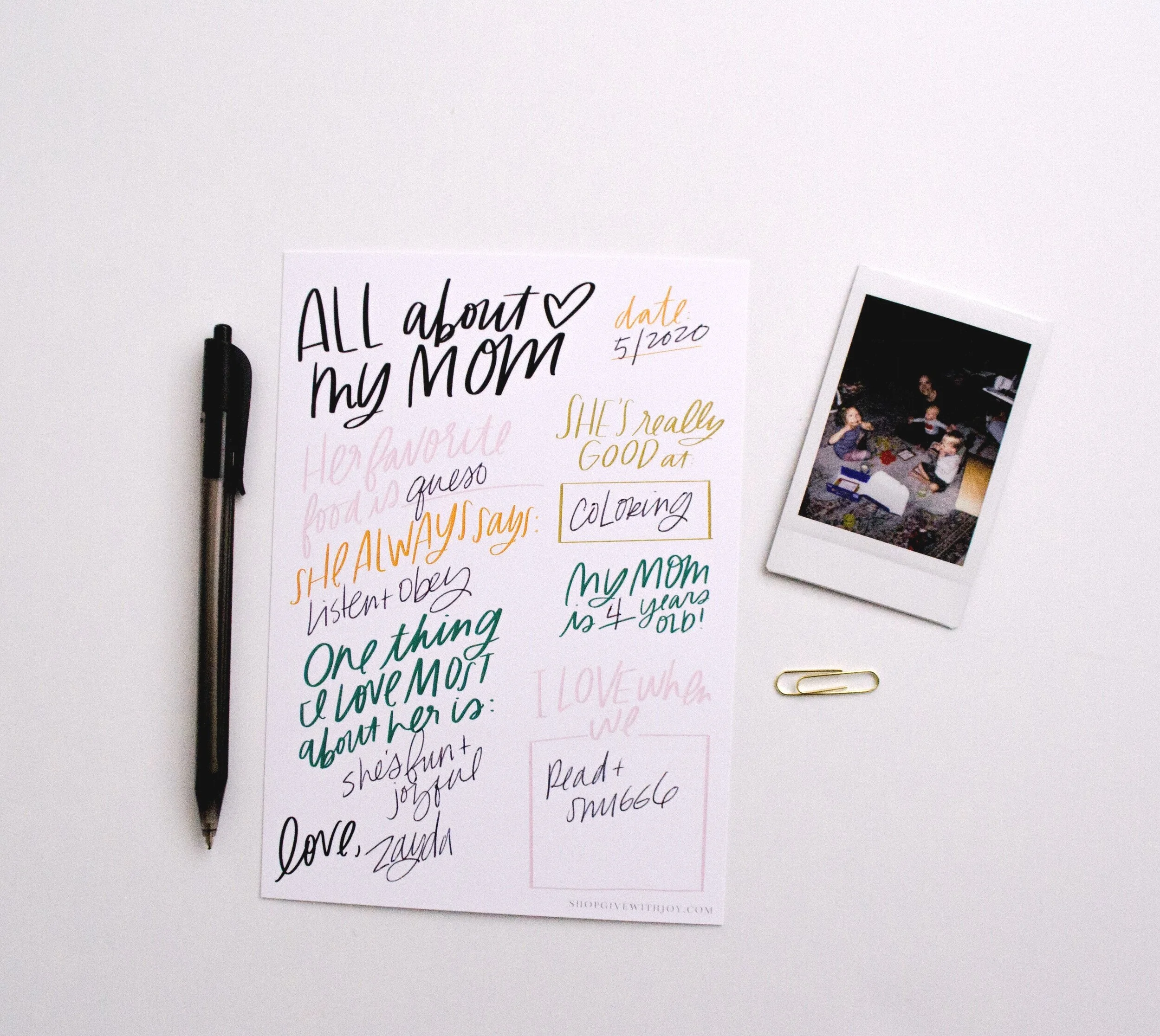 All About Mom: An Interview Card Printable