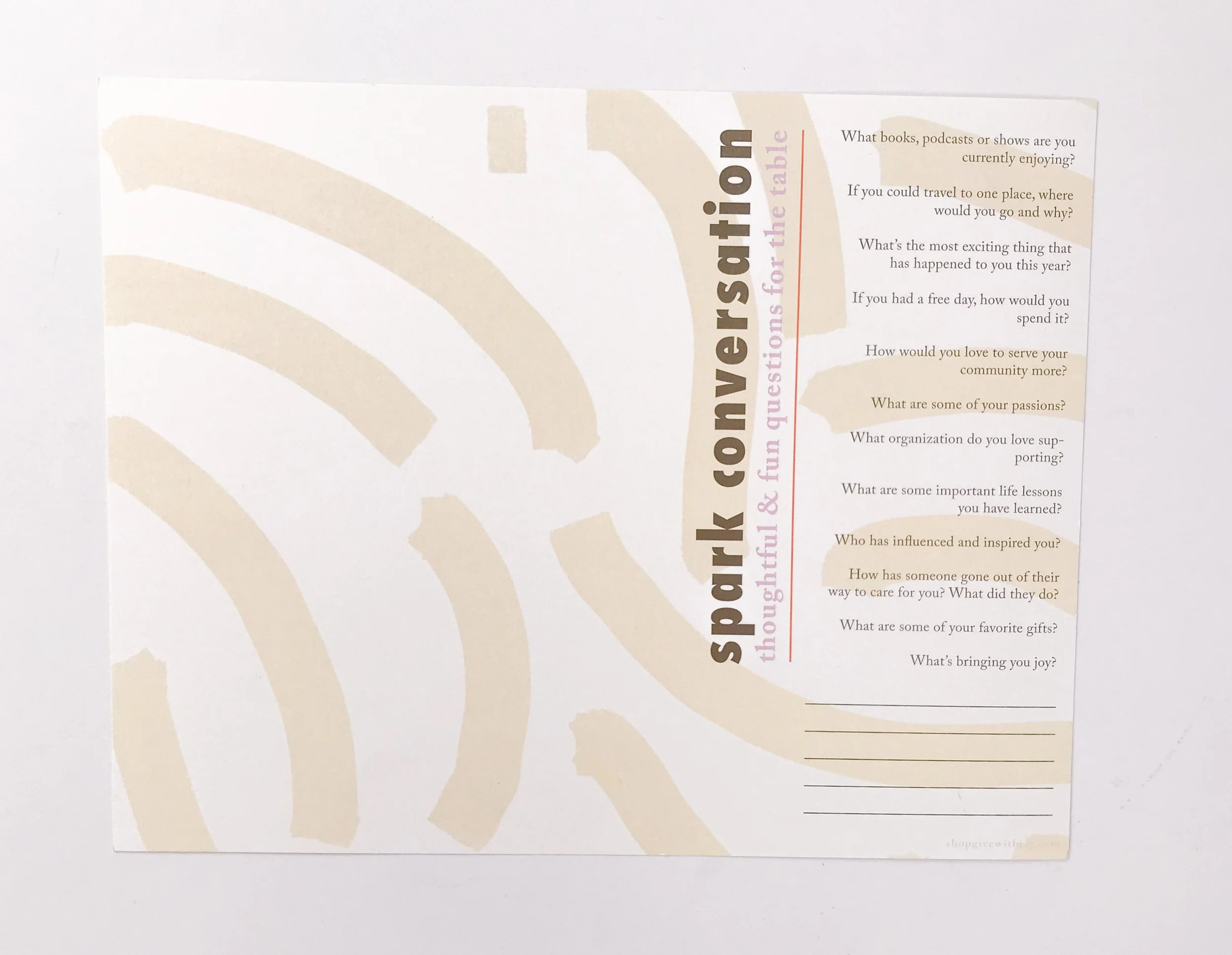 Spark Conversation Digital Download Placemats