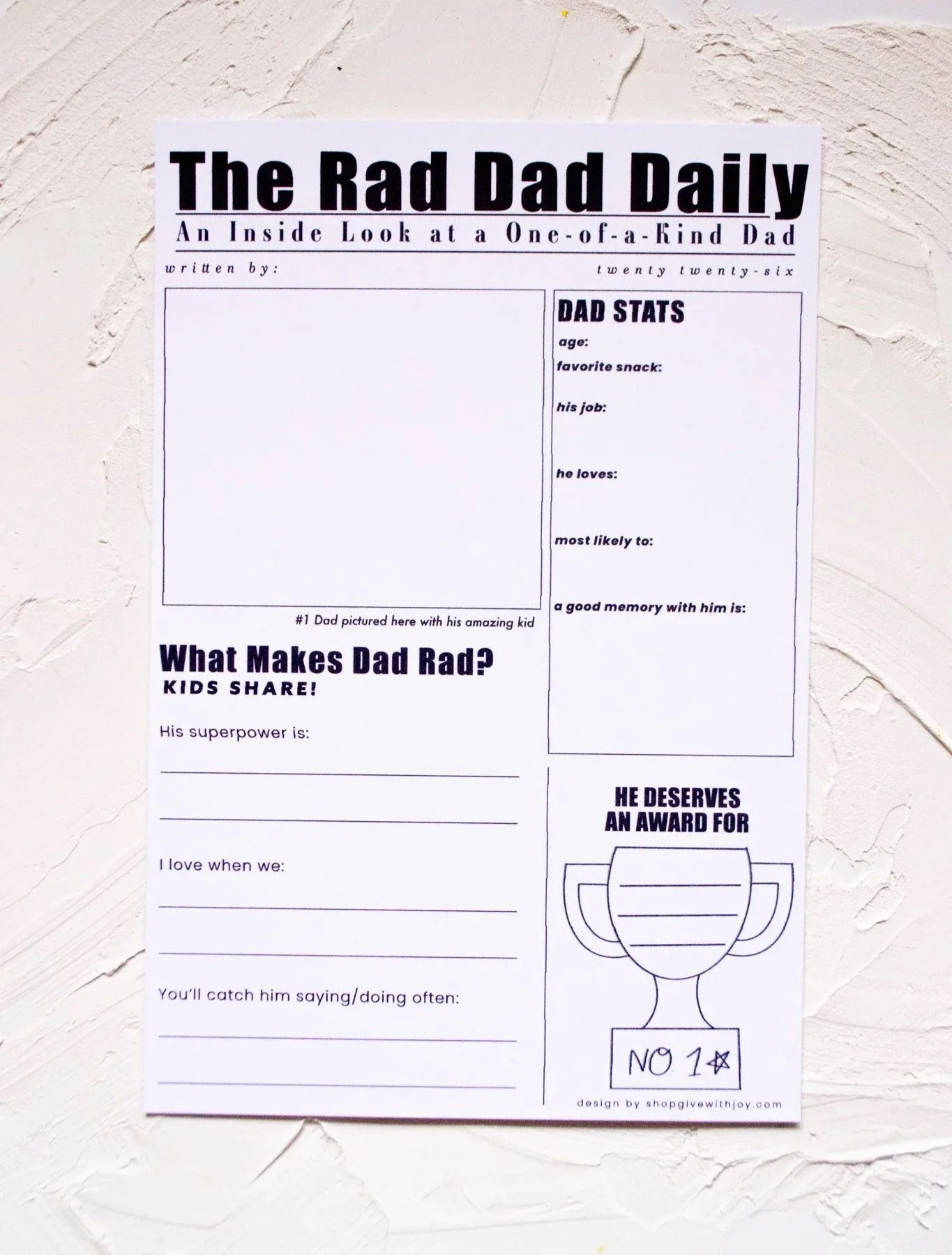All About My Rad Dad: An interview card to download and print-at-home