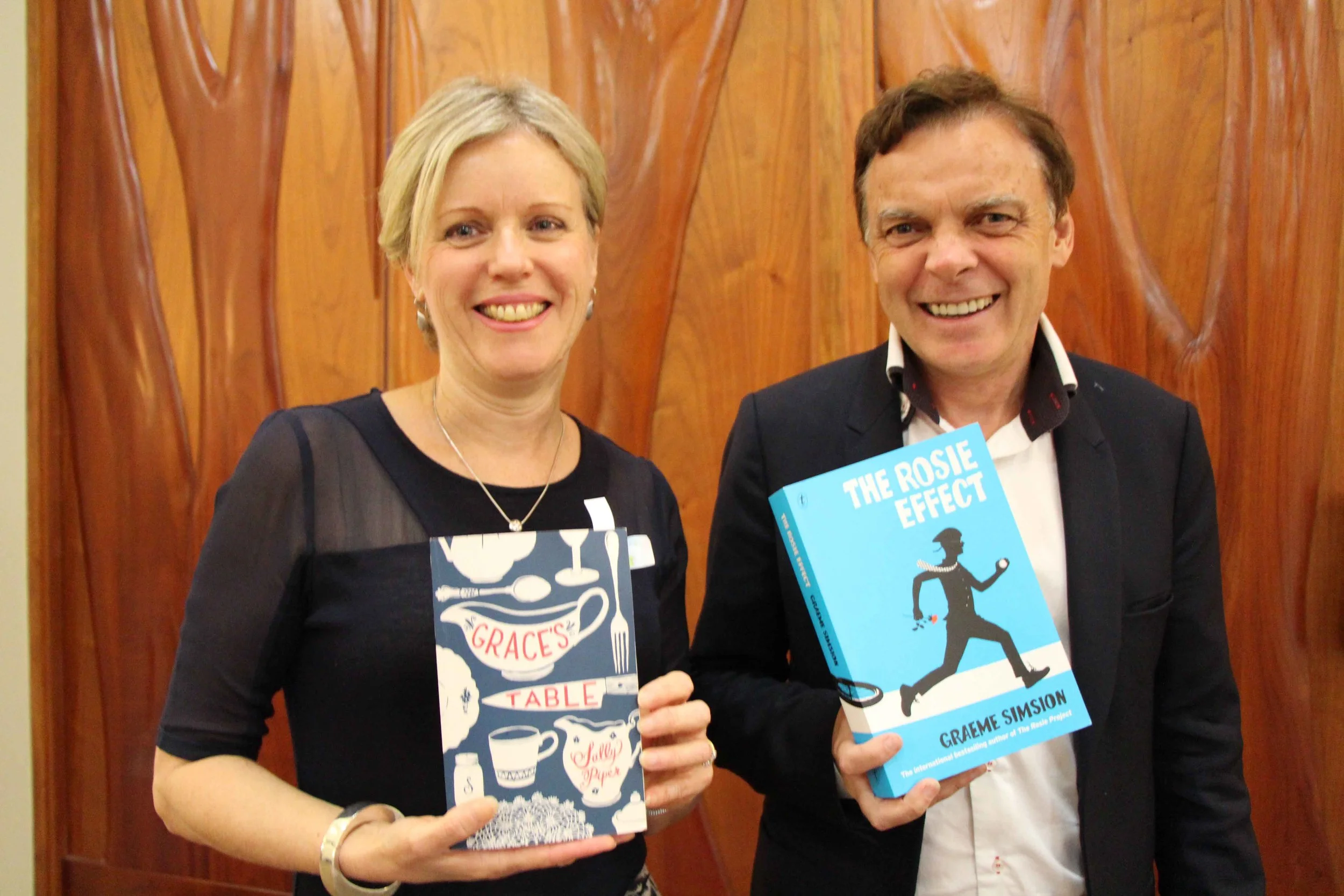 Sally Piper with Graeme Simsion, photo Mark Newman