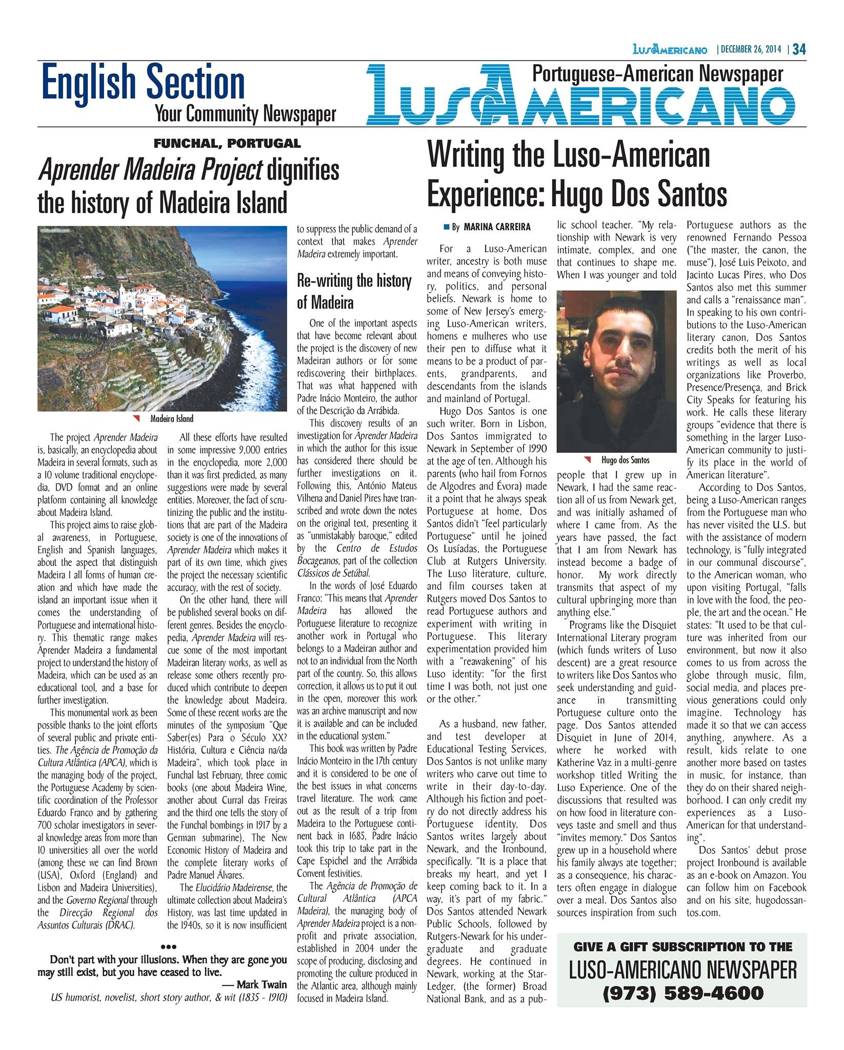 Luso-Americano Newspaper added - Luso-Americano Newspaper