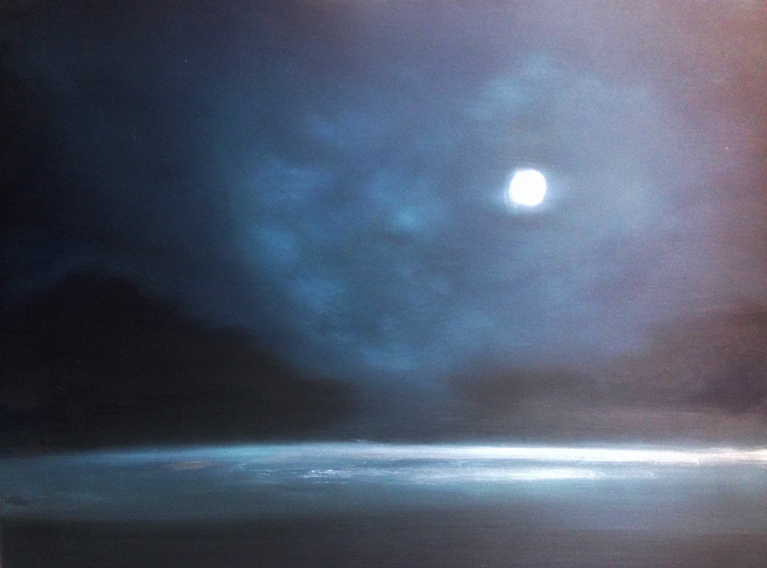"Moonlit Field" oil on wood