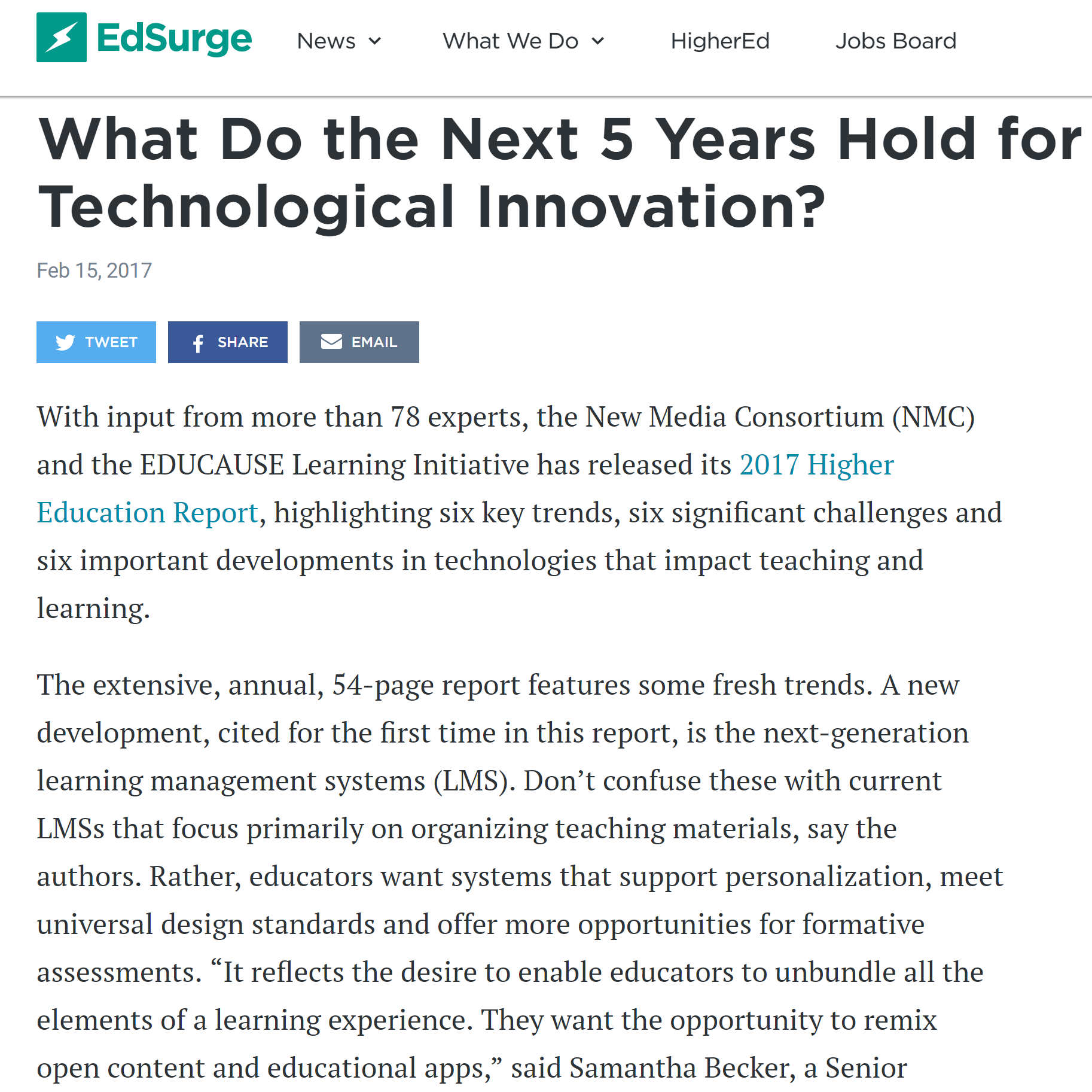 'EdSurge' Article