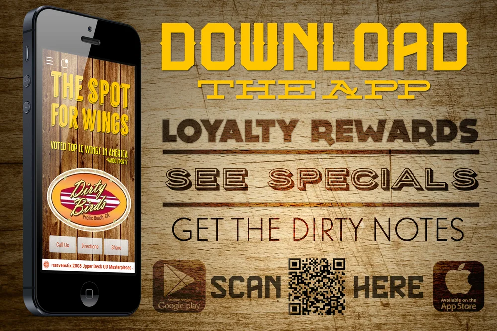 Dirty Birds App Table Top Flyer (side 1)