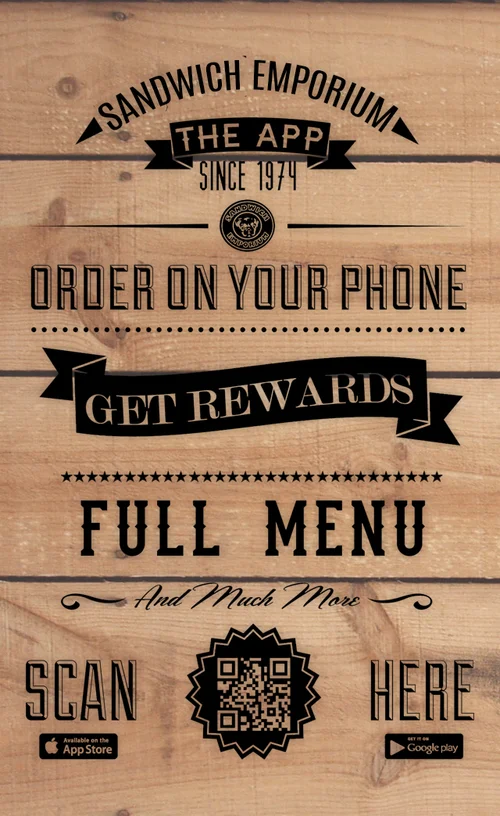 Sandwich Emporium App Table Top Flyer