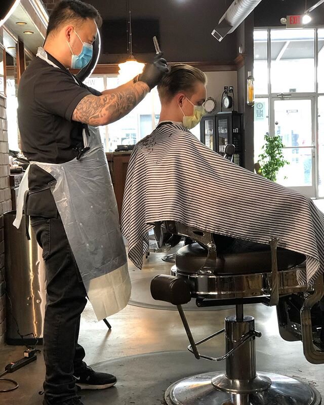 Back at it! If you&rsquo;re scheduled for an appointment don&rsquo;t forget to review our updated guidelines. We&rsquo;re doing everything we can to ensure a great AND safe experience back here at Throne. Book online at Thronepdx.com (barber pictured