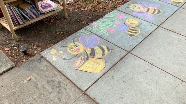 Thanks to the kindness of strangers, we&rsquo;ve got a beautiful sidewalk filled with color and love. While walking, we met a woman who drew a fantastic mural in front of her house. Got to talking and she said, &ldquo;Well it&rsquo;s settled then, I&