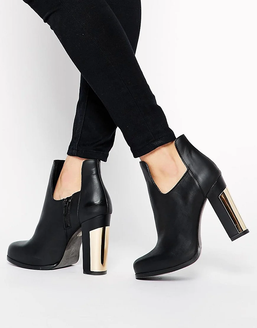 MIISTA CIARA OPEN BLACK LEATHER ANKLE BOOT WITH GOLD HEEL NO SEASON LOS ANGELES MIISTA CIARA OPEN BLACK LEATHER ANKLE BOOT WITH GOLD HEEL NO SEASON LOS ANGELES
