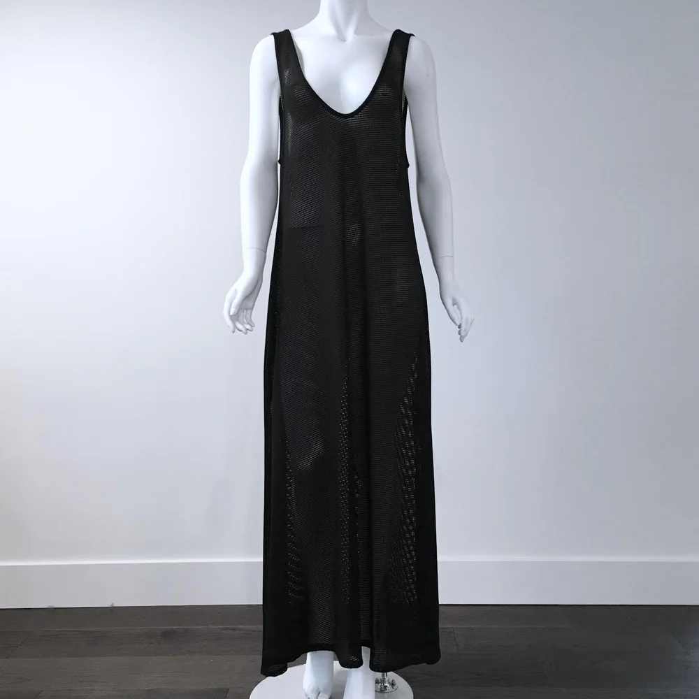 BLACK AND GREIGE BLACK MESH LONG DRESS  NO SEASON LOS ANGELES