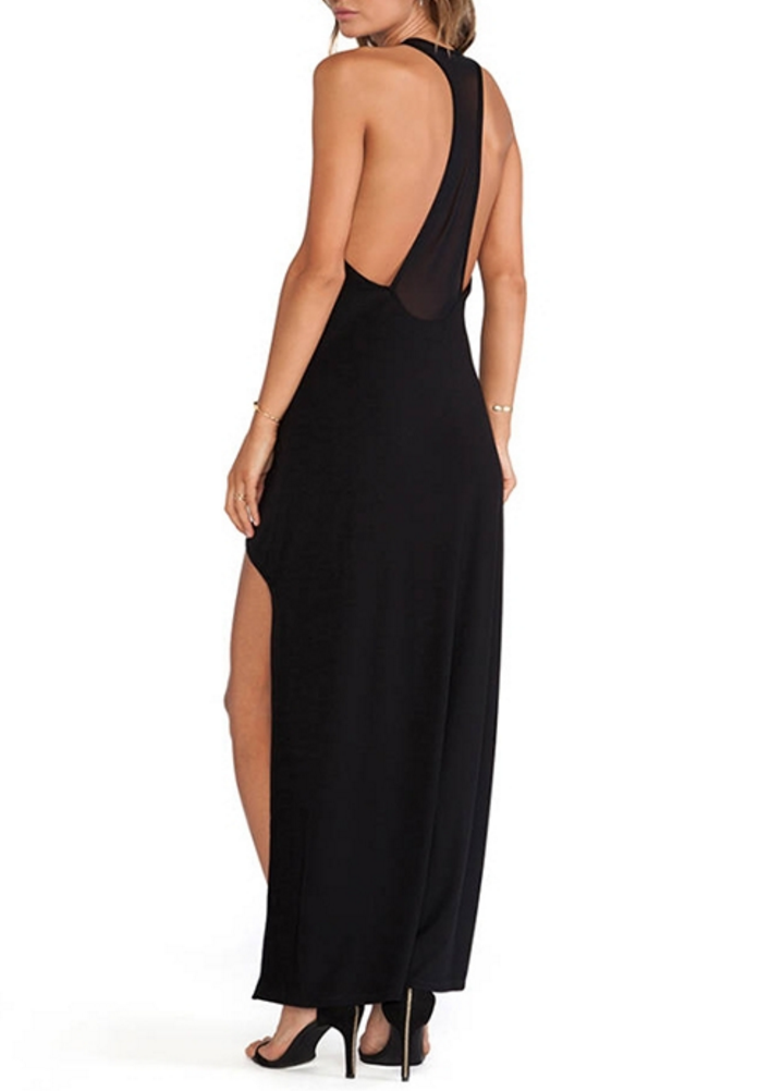 chinese dress ladies Lovers + Friends Maxi Dress Side Laced Size Small Black  LA Style Inspo