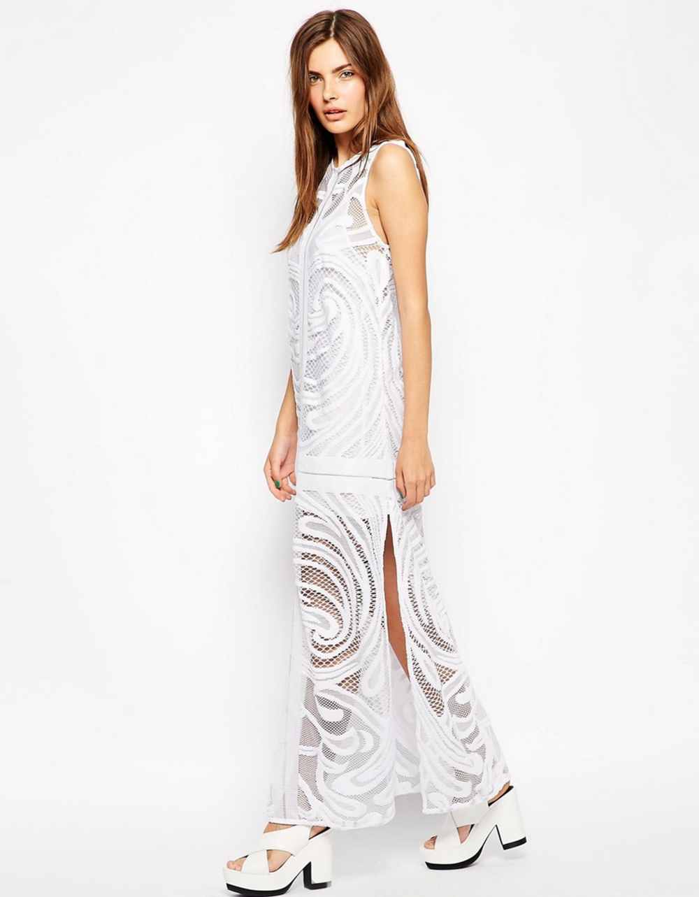 FINDERS KEEPERS WHITE TANK CROCHET MAXI DRESS  NO SEASON LOS ANGELES