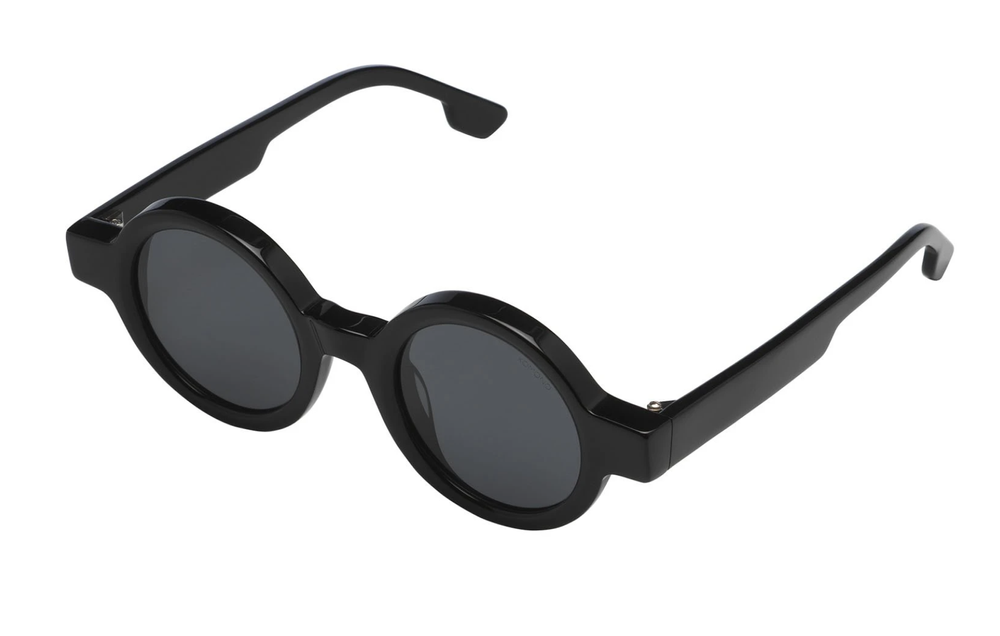 KOMONO ADRIAN GLOSS BLACK ROUND FRAME GREY LENS — NO SEASON  display picture 1