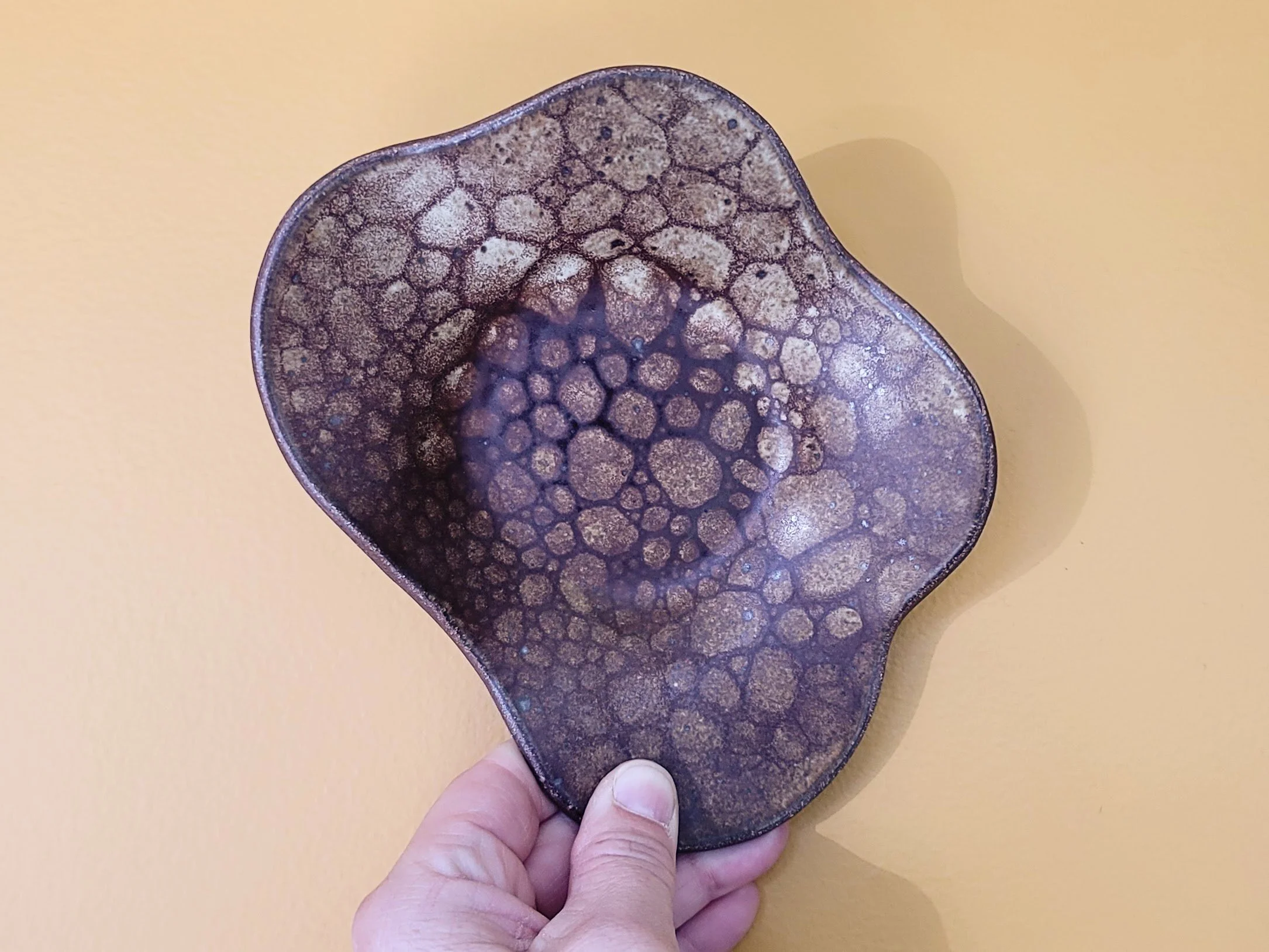 Glazing Technique: Bubble Glazing - Black underglaze bubbled onto Eggshell White glaze on top of Fat Red clay