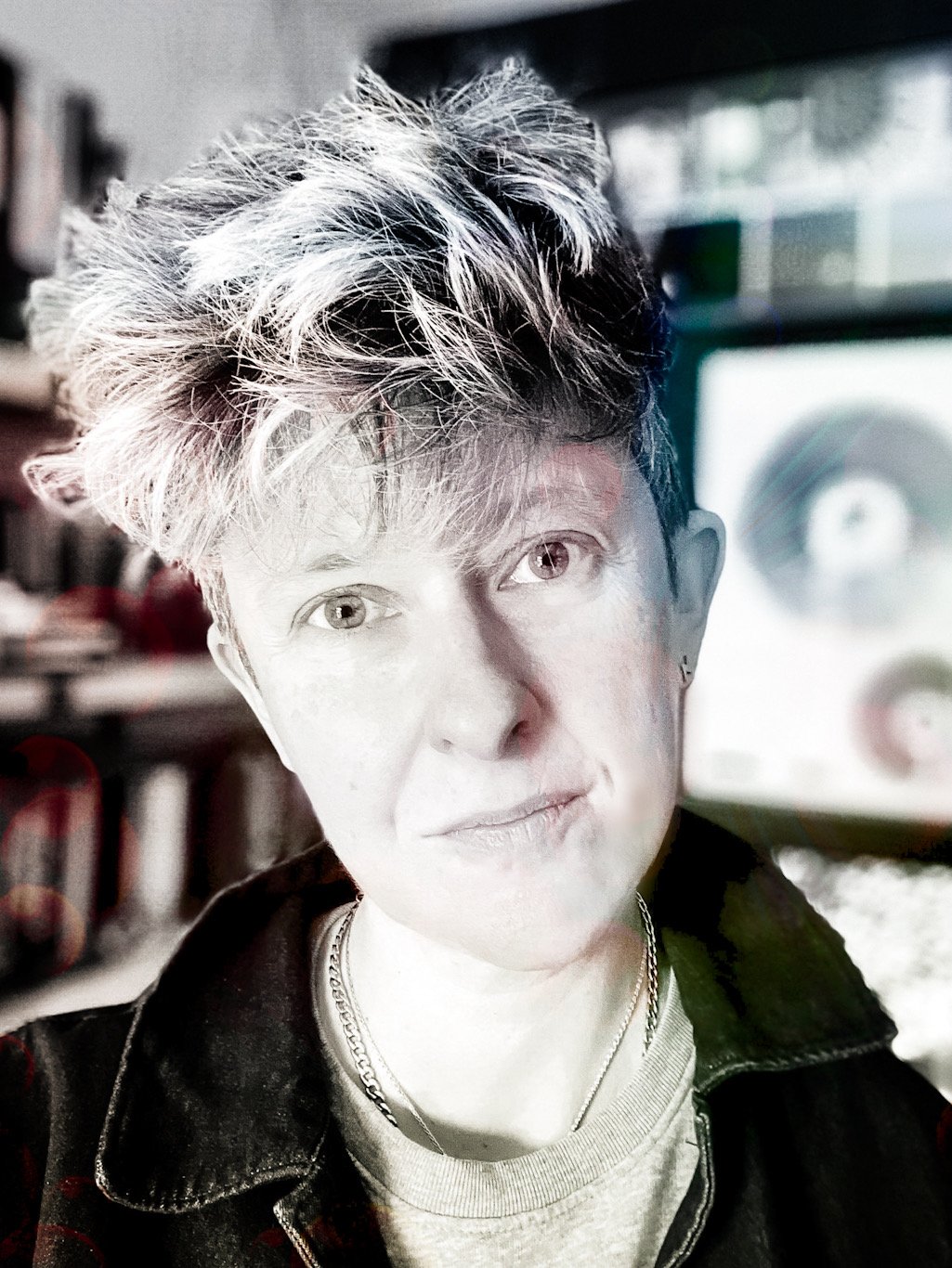 Anna Starkey - artist orbiting science, black and white photo