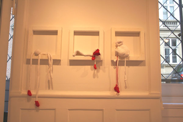 Tired, Braindead, I Give Up, (crochet, Wood, 2006).