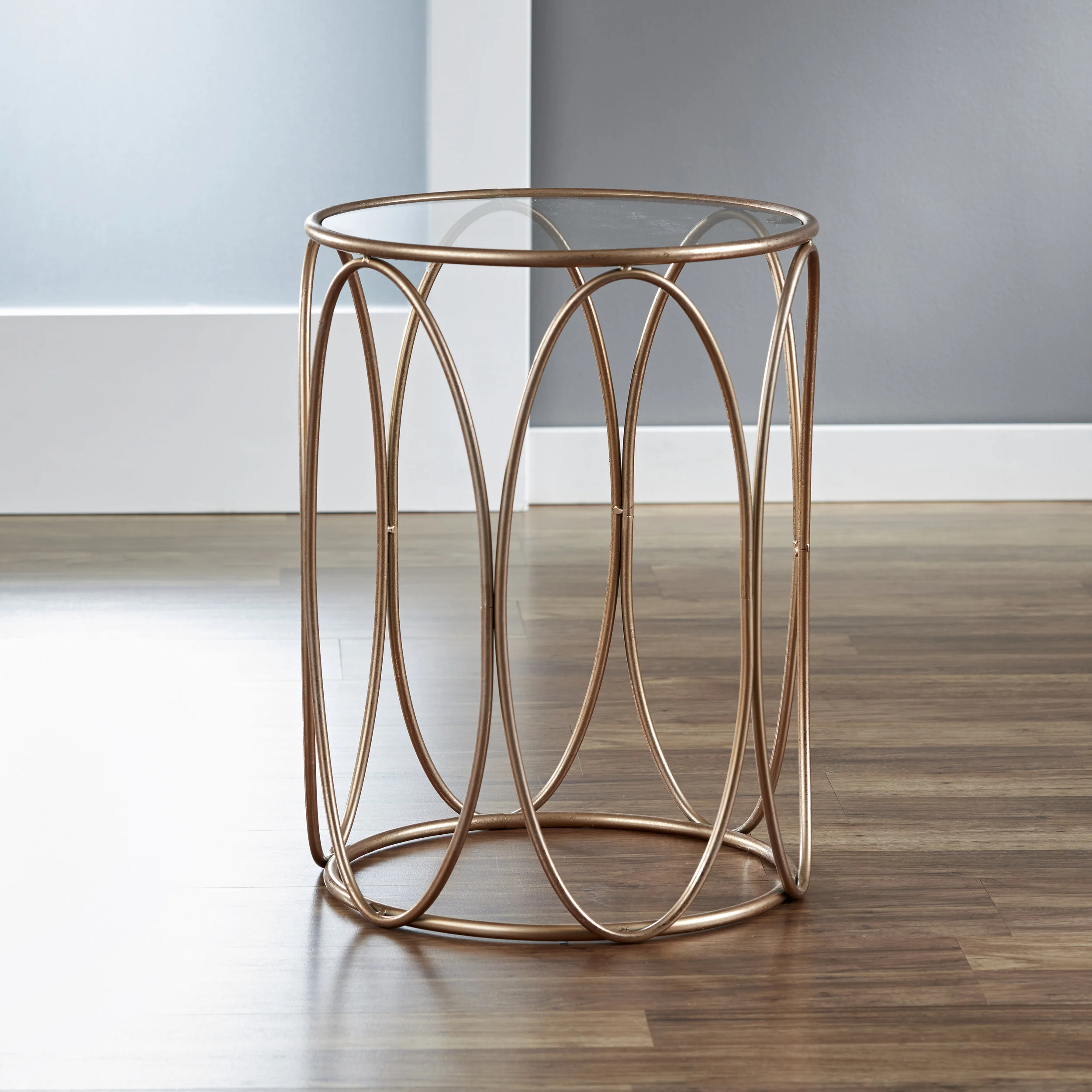 Oval Side Table with Glass Tabletop