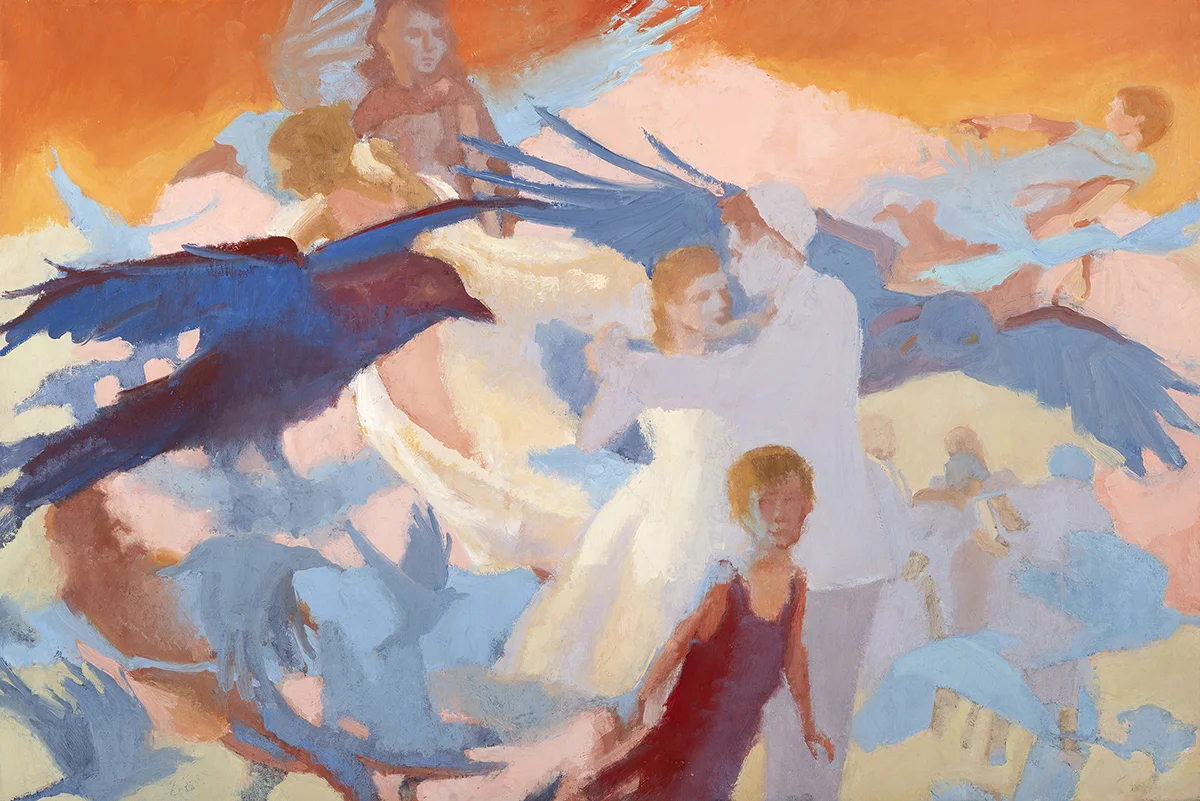 Two, 2019, 20” x 30”. oil paint on linen mounted on panel