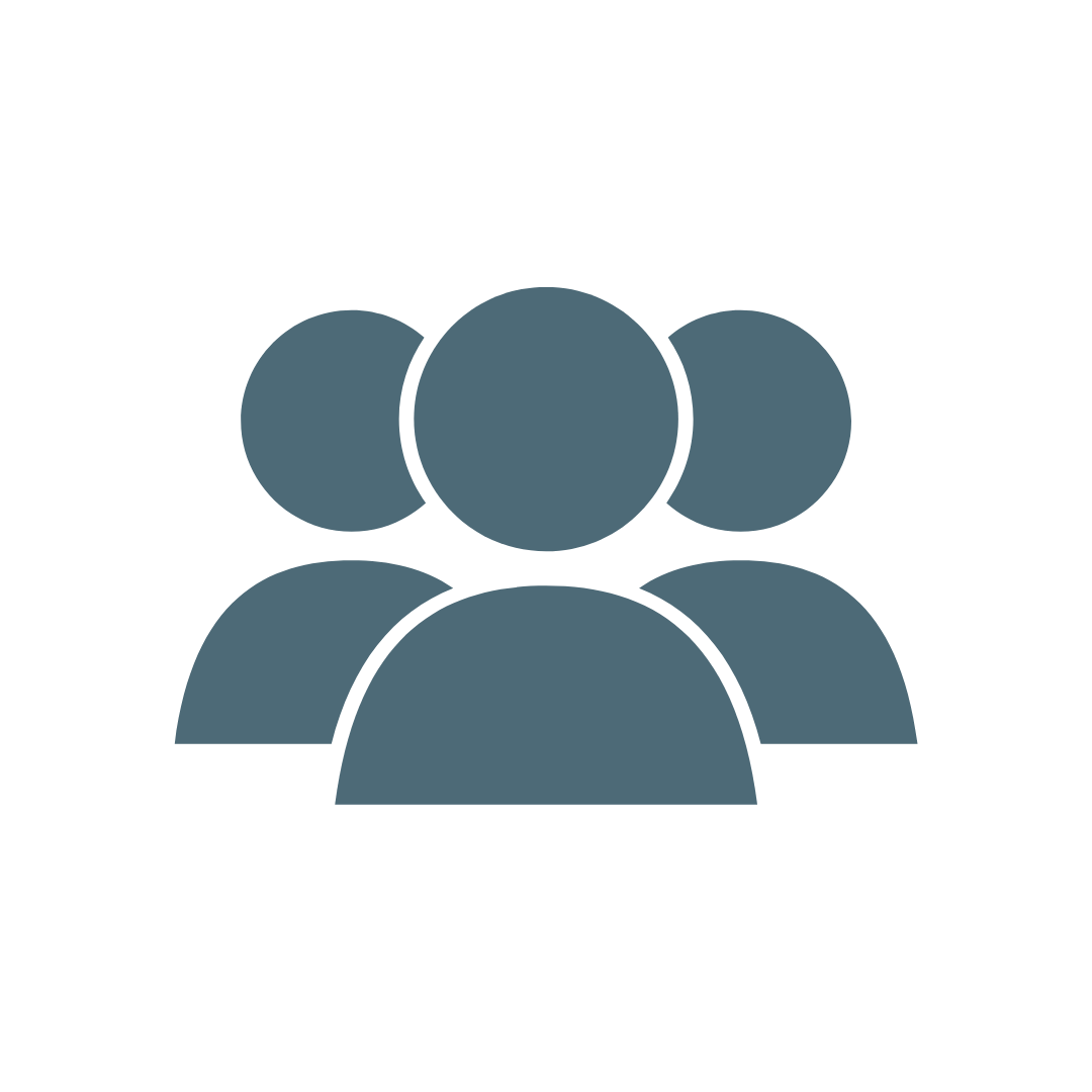 Icon of three overlapping human figures representing a group or team.