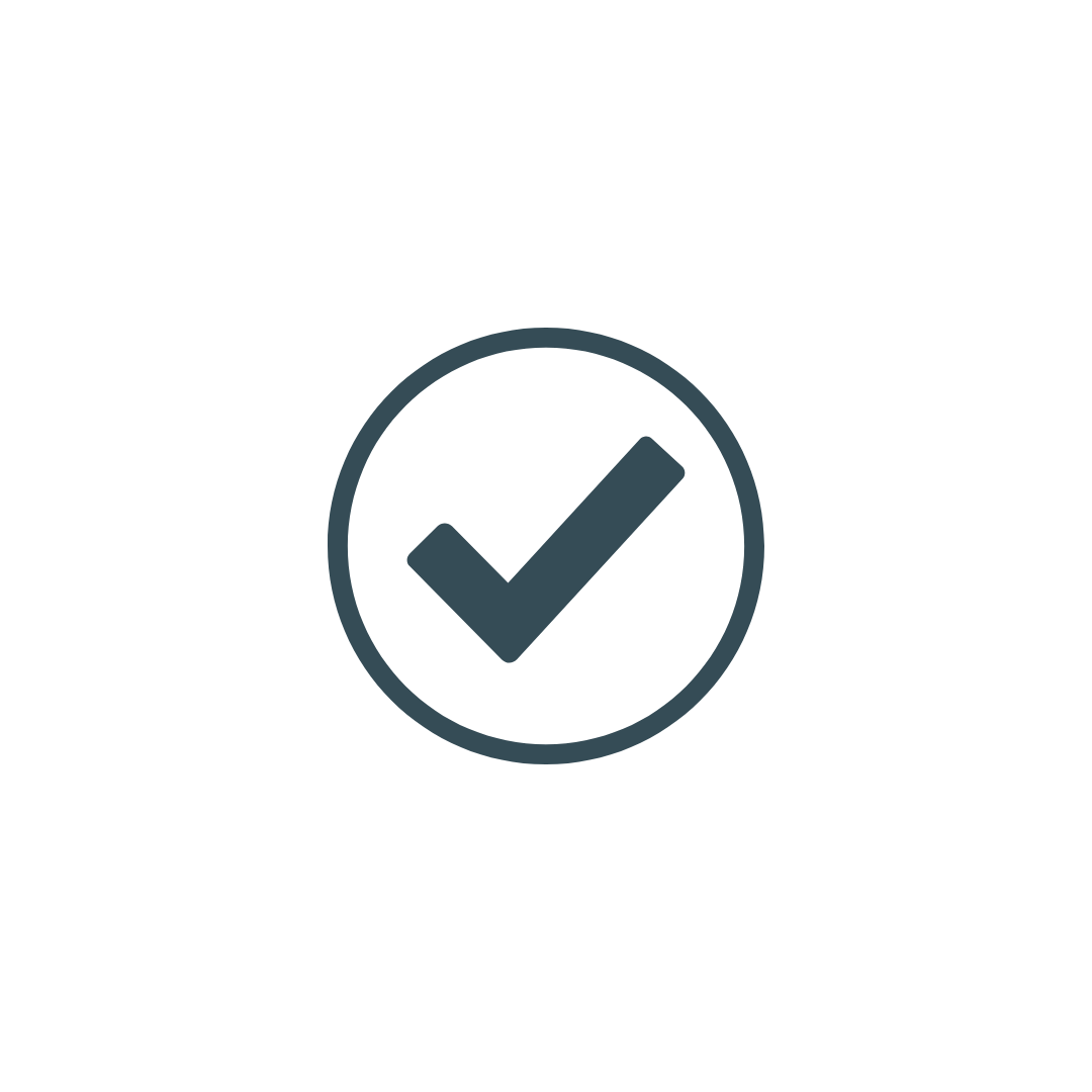 Checkmark inside a circle, symbolizing confirmation or approval.