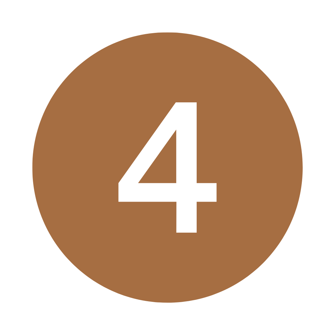 Brown circular button with the number 4 in black.