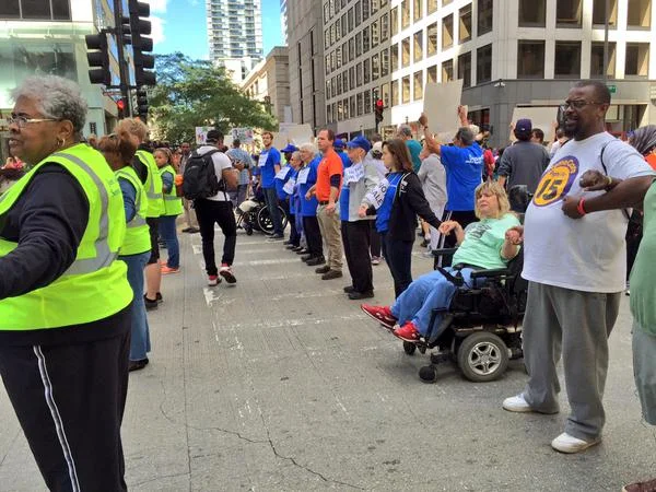 On August 24, 2015 as part of the Moral Monday series, 22 JASC leaders and allies risk arrest against devastating cuts to Community Care, a program that keeps seniors living independently and out of nursing homes.