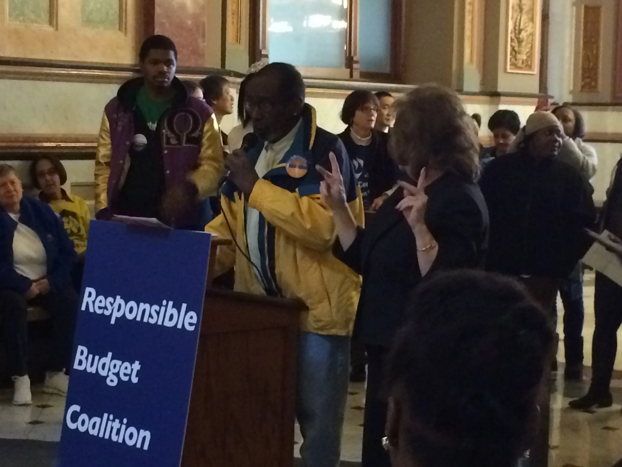 Instead, Victor spoke on the State of OUR State in Springfield, urging the Governor and our state legislators to pass progressive revenue such as the Fair Tax, and to end the cuts once and for all!