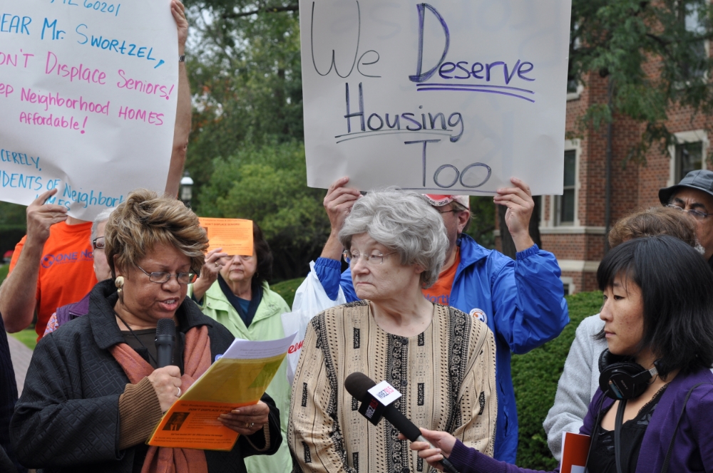 JASC leaders from Presbyterian Homes lead an action to save their affordable housing from being sold as market rate developments