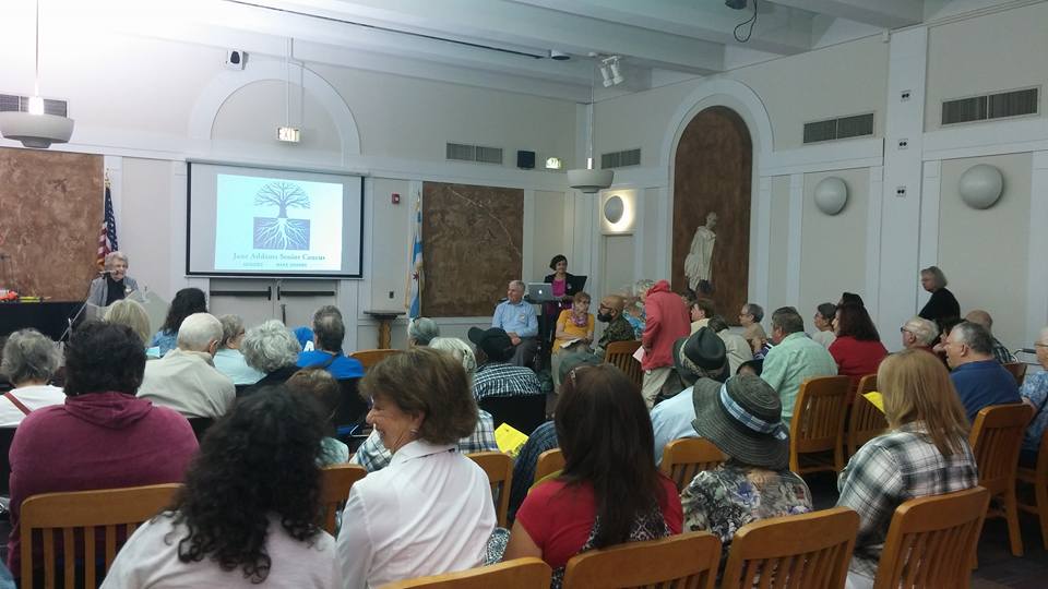 50 seniors in the 5th distict hear about JASC victories and campaigns in an accountability meeting with Congressman Quigley.