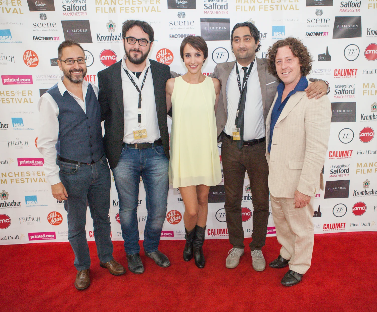 Douglas Dean, director Emiliano Galigani, Manuela Parodi, producer Edoardo Marazita, Mickey Martin all ready for the world premiere of 'The Imago'.