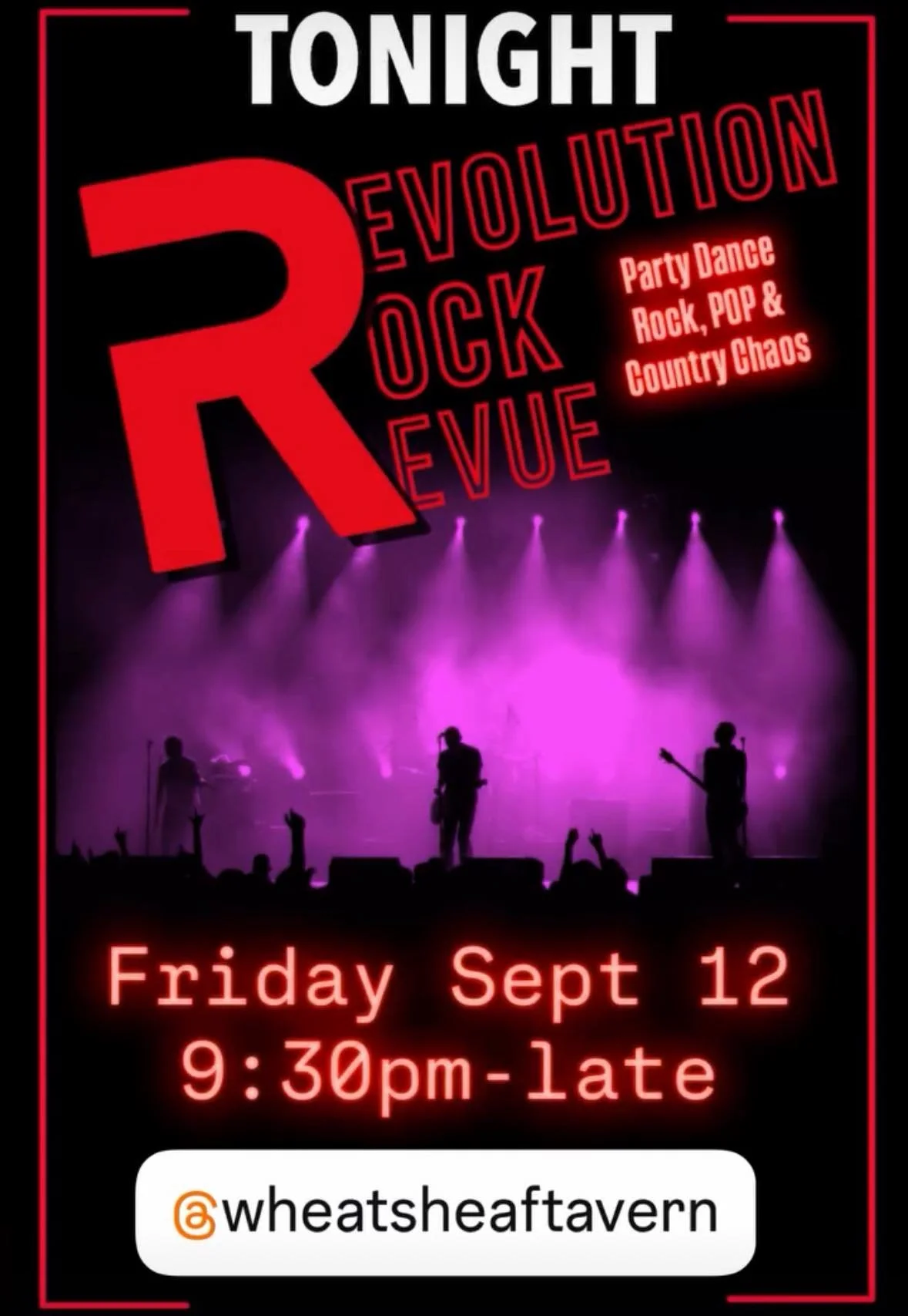 TONIGHT!! we take over the Wheatsheaf Tavern
Revolution Rock Revue 9:30pm ft:

Jenny O'Meara
Kevin Howley
Dean Aivaliotis
Jon Butash
Don Campbell

Wear your party outfit!