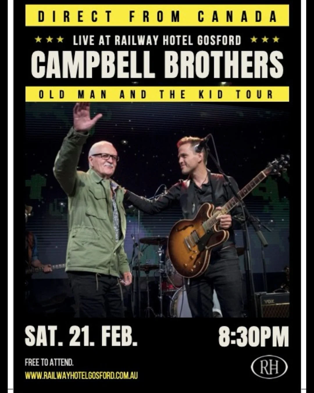 OLD MAN &amp; THE KID ARE HEADING DOWN UNDER! 🇦🇺

The Campbell brothers &mdash; aka Old Man and the Kid &mdash; are bringing a little Canadiana to Australia! Who knew that 50+ live streams would turn into shows across the globe?

📍 Saturday, Feb 2