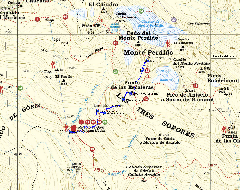 Trazado del track sobre el mapa de la editorial Alpina 1.30.000