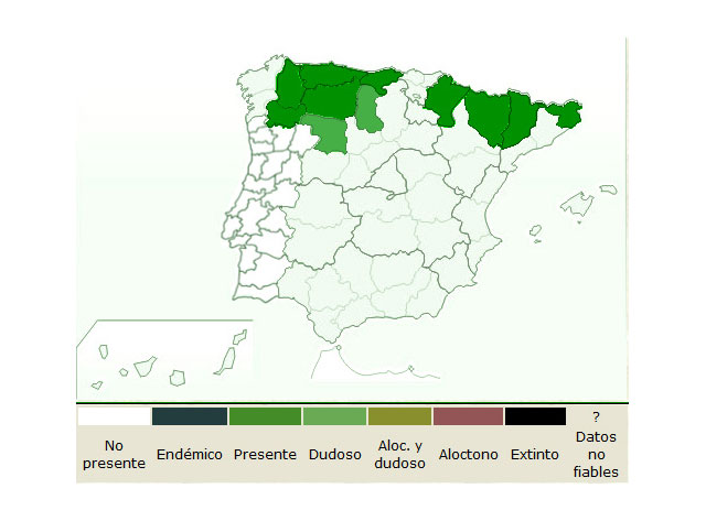   Mapa de la distribución  del  trifolium alpinum   FUENTE:    www.floravascular.com   