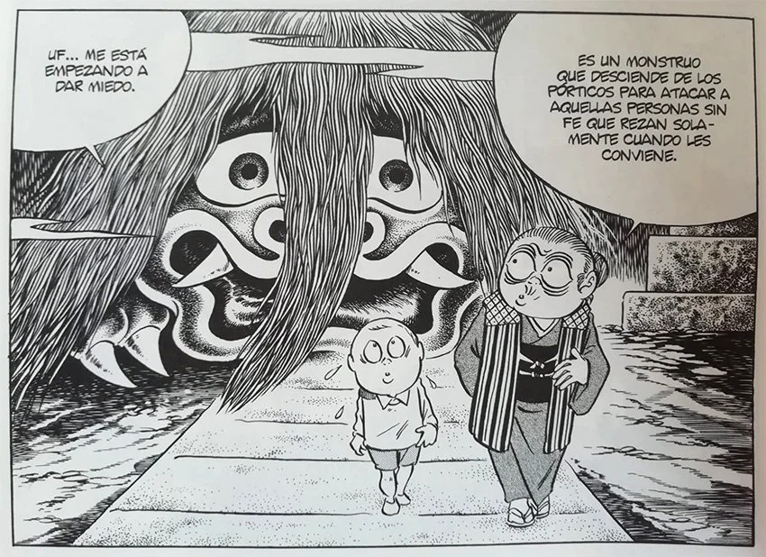  NonNonBa y Shigeru en el encuentro con uno de los  yokais  de la obra 