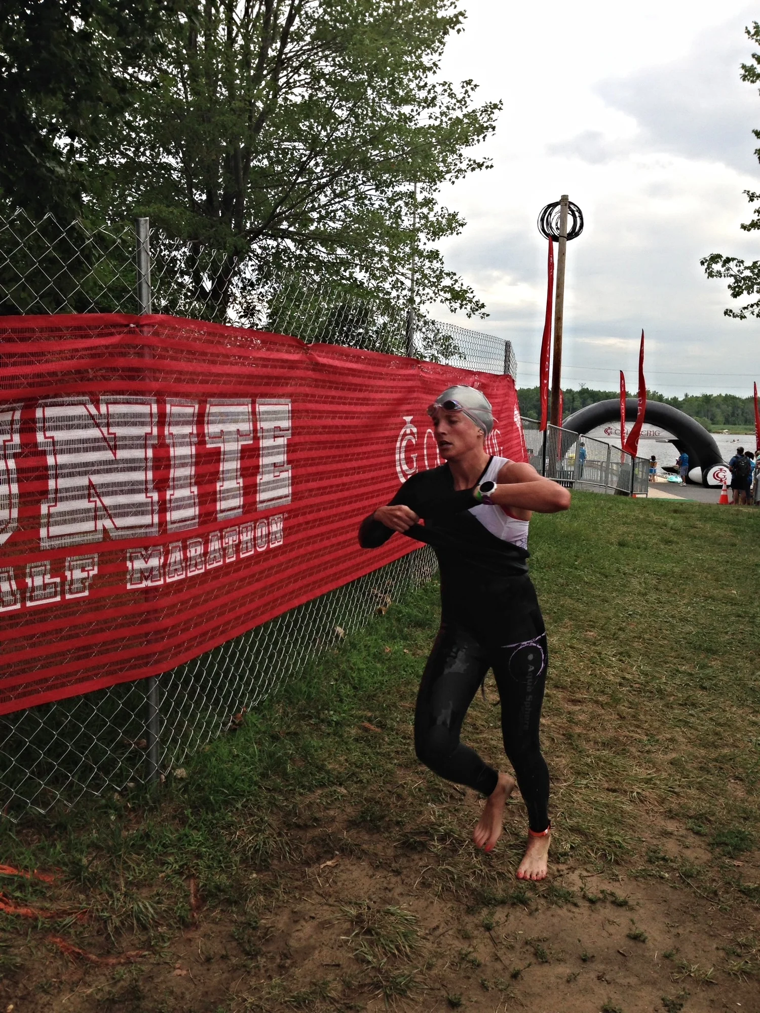 Out of the water with an Olympic Distance Swim personal best of 23:06.