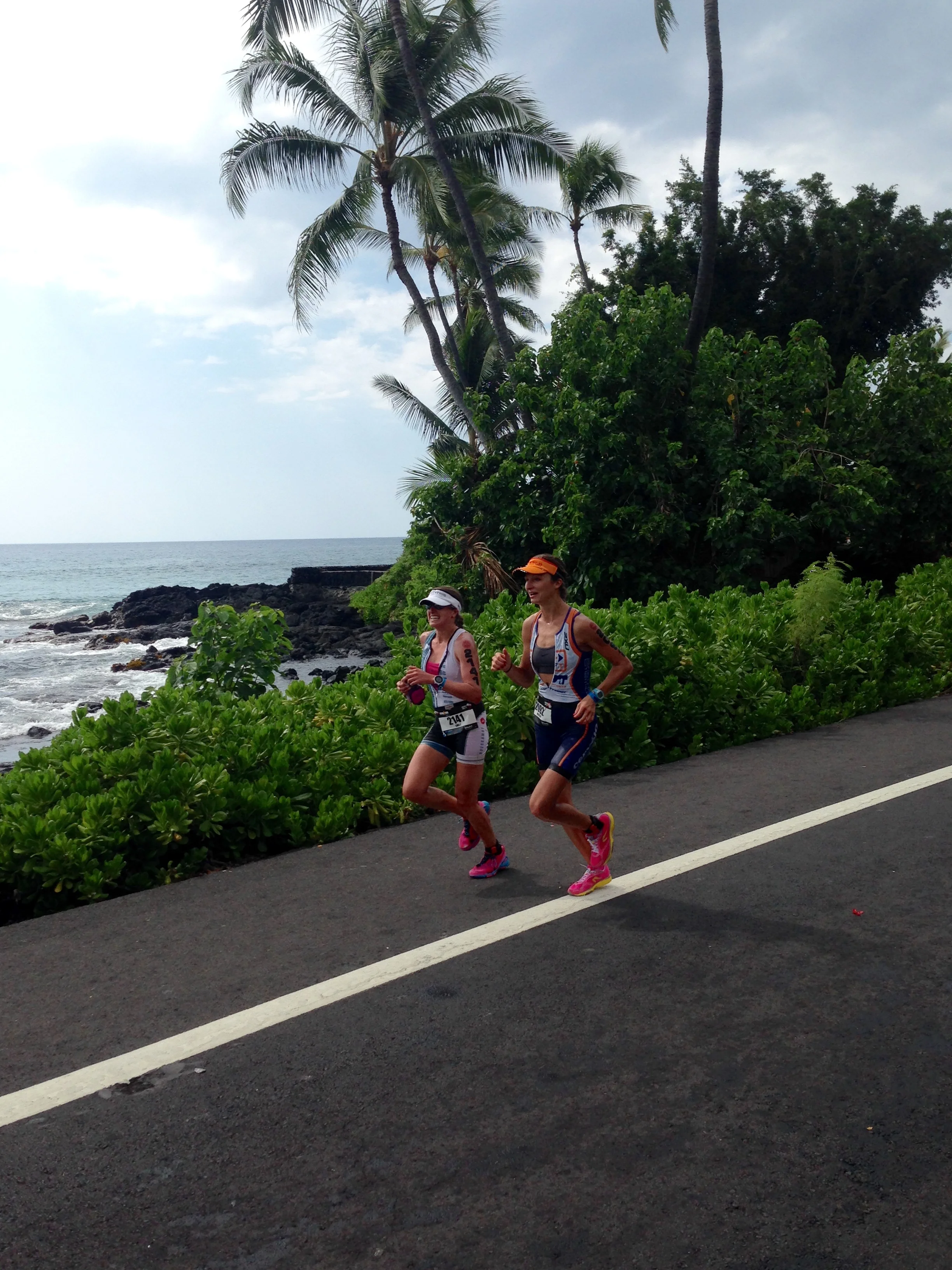 Morgan and I. Yes, we are smiling and laughing during the marathon, because why not?