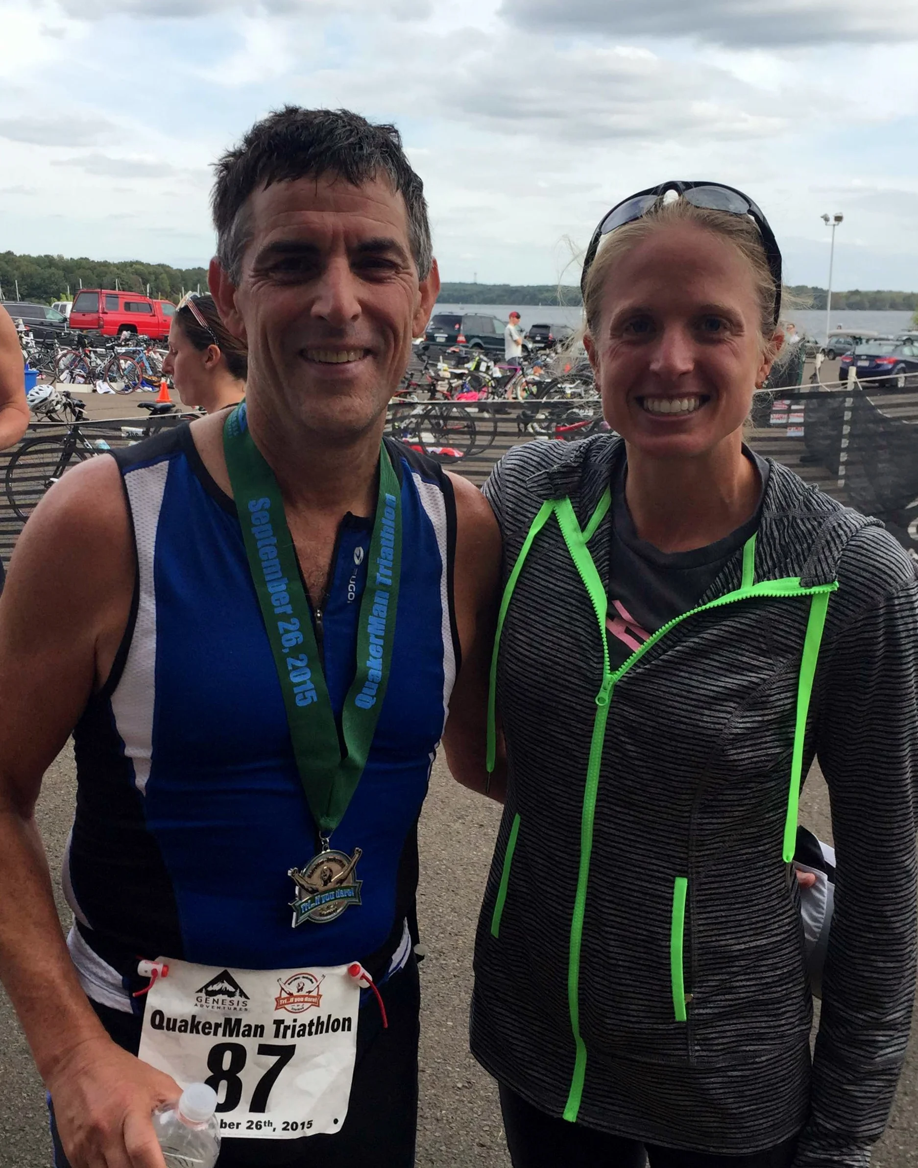 My parent's college classmate, John Cassimatis, and I. John had a great finish to his season, taking second in his age group over the half distance.