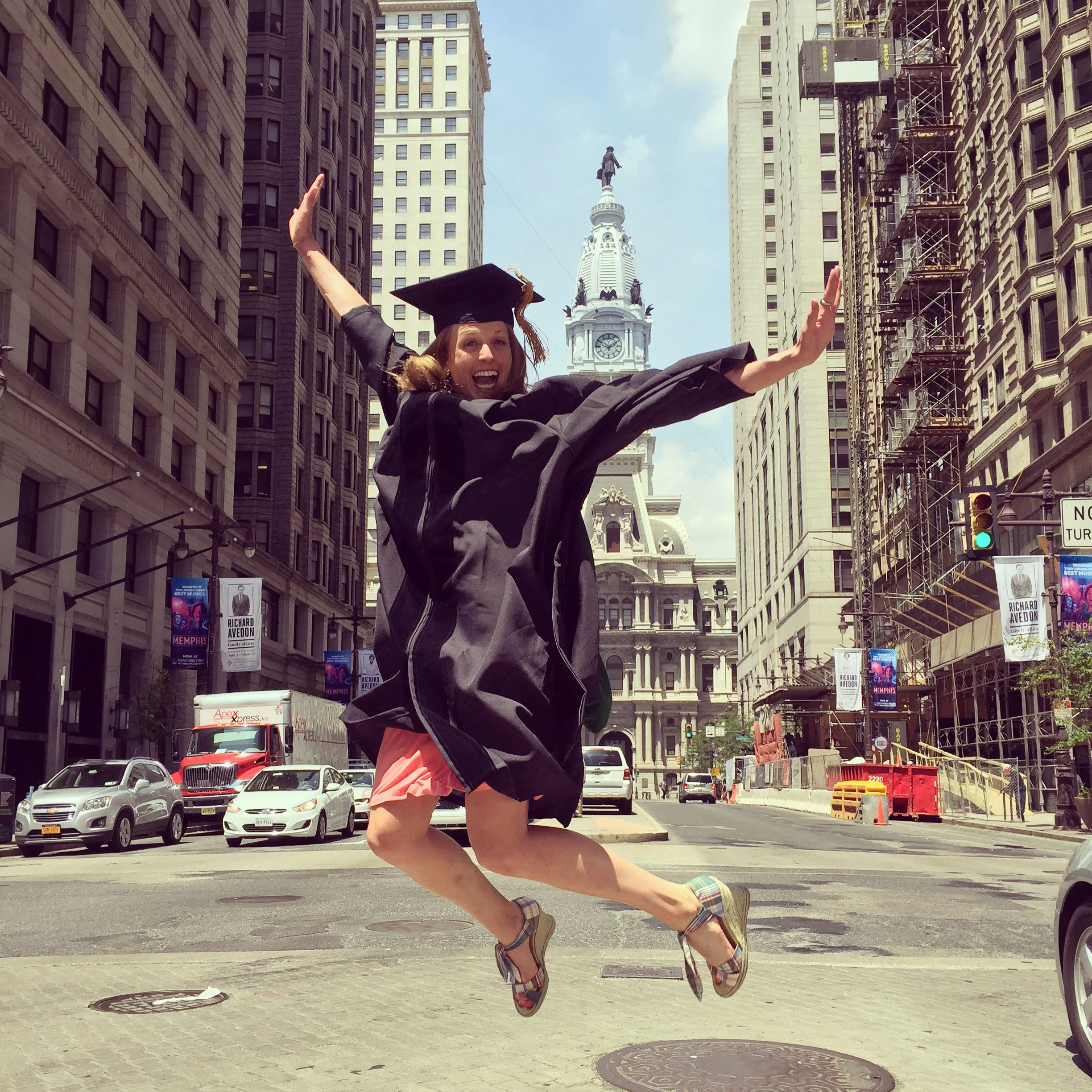 Dr. Emily Sherrard, jumping for joy. 