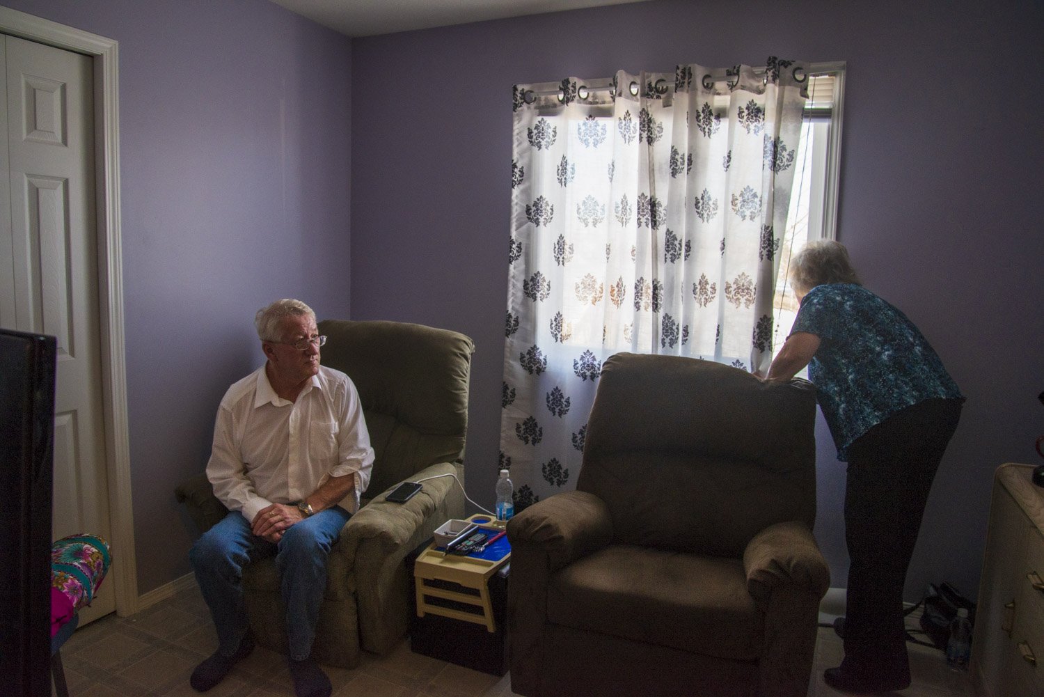  Benita and Gary in their room at the Elder’s Caring Shelter in Grande Prairie. “We thrive at keeping the place healthy and positive: we can increase the chance of people healing. For me to see one of the resident go is like seeing one of your child 
