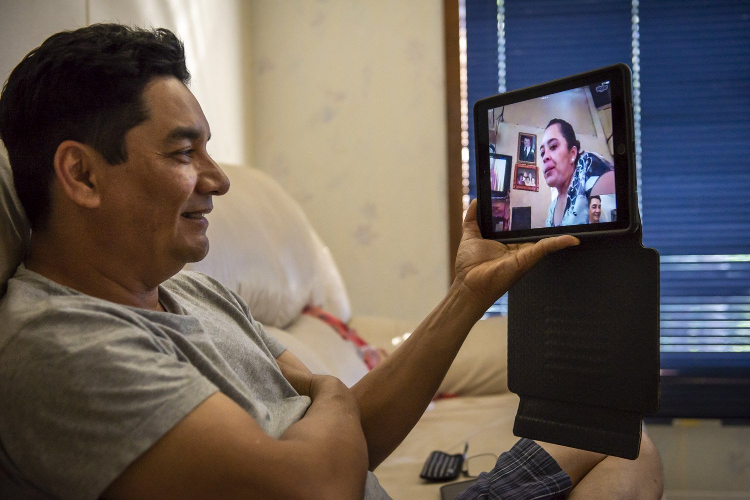  Cesar Montiel, 51, talks to his wife daily via Skype. Since the birth of their two sons, Montiel’s wife stays at home in Nicaragua, not able to join her husband in Canada during his eight-month contract. Now with social media workers can easily stay