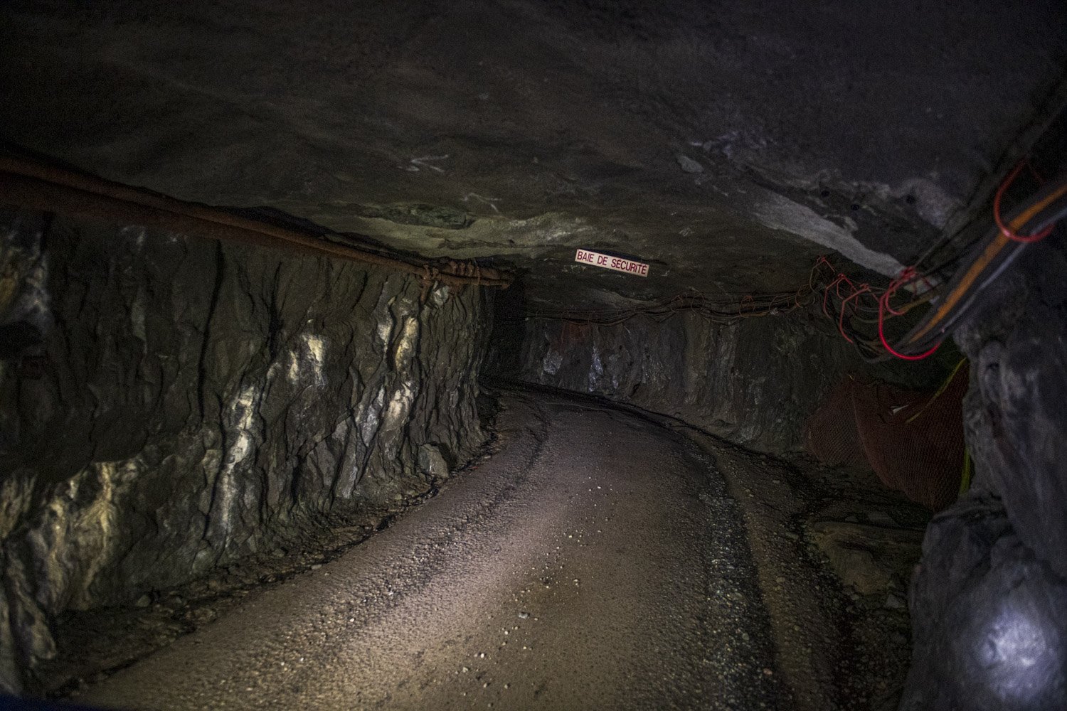  The light beam from visitor’s headlamps illuminate an underground tunnel leading to the former Lamaque mine. Tourists can visit sections of the mine to depth of more than 100 meters. 